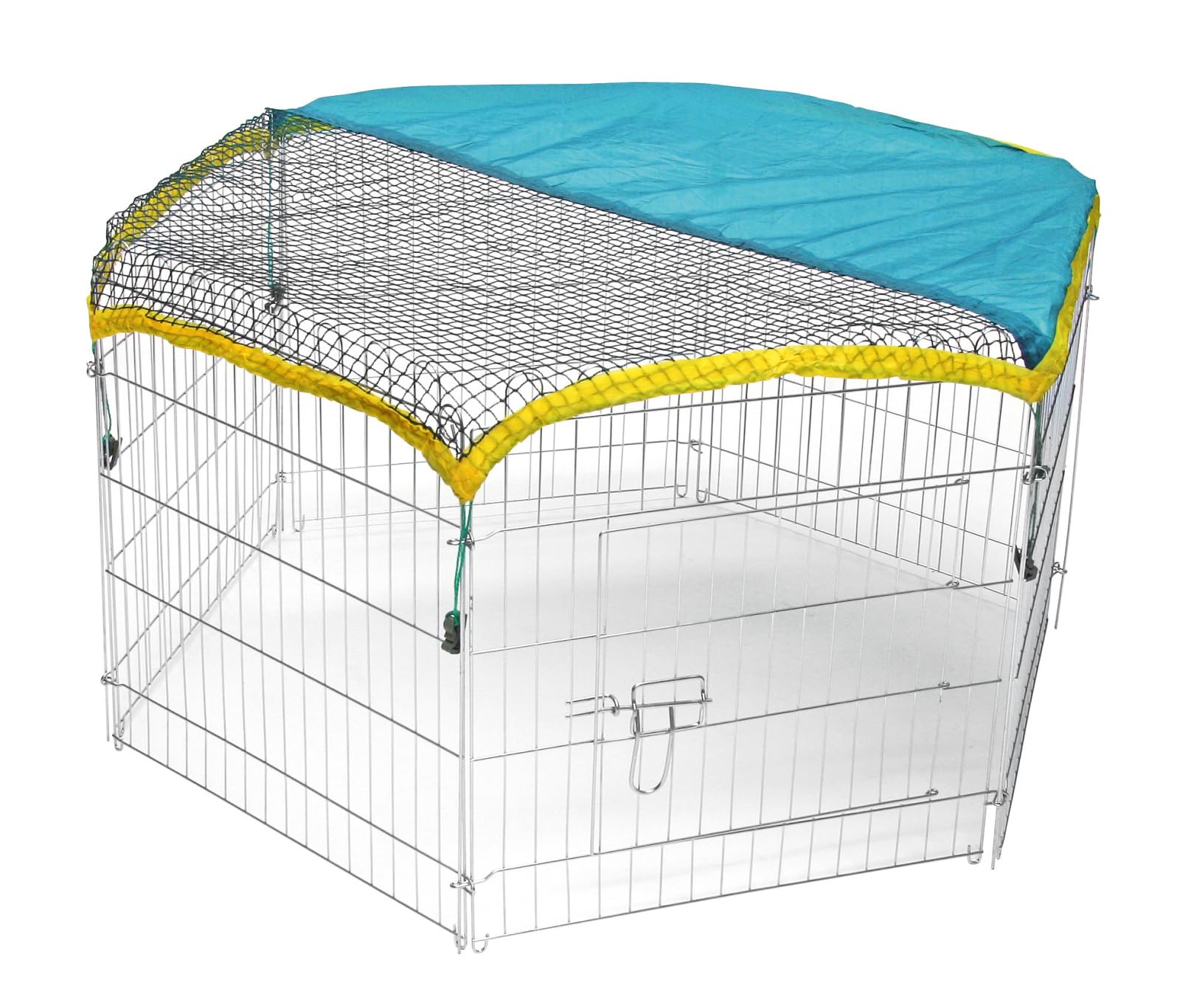 Kerbl Pet Freigehege, verzinkt, 6 Gitter 56,5x56,5 cm, mit Tür und Netz