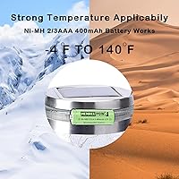 Vista 7 de Henreepow Batería solar 2/3AAA, batería recargable de 2/3AAA 400mAh, batería recargable de baja autodescarga de 2/3AAA 1.2V, paquete de 4 para luces