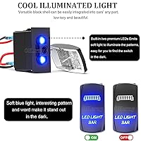 Vista 3 de Interruptor basculante con luz LED de barra, interruptor de palanca grabado con láser ENCENDIDO/APAGADO SPST de 5 pines 12V 24V cables de puente