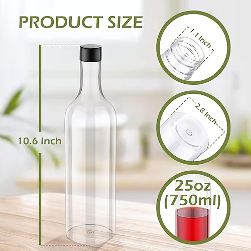 Miniatura 2 de Paquete de 24 botellas de vino de plástico de 25 onzas botellas de vino de fruta botellas vacías de licor con tapas de tornillo botellas de soda de