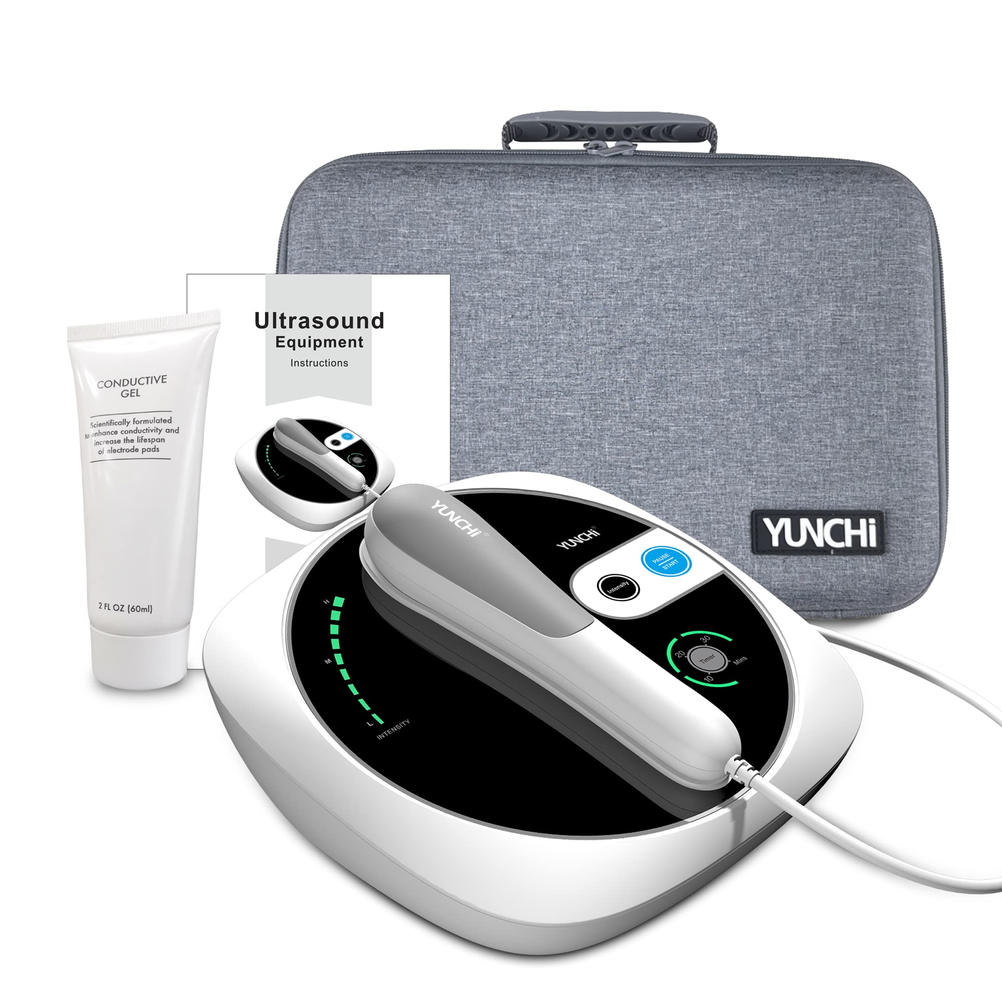 Máquina de Terapia de Ultrasonidos Fisioterapia, Dispositivo de Masaje Para Alivio Muscular y Articular, 3 Niveles Ajustables Dispositivo Masajeador de Ultrasónica Para Uso (Blanco-AKCS02)