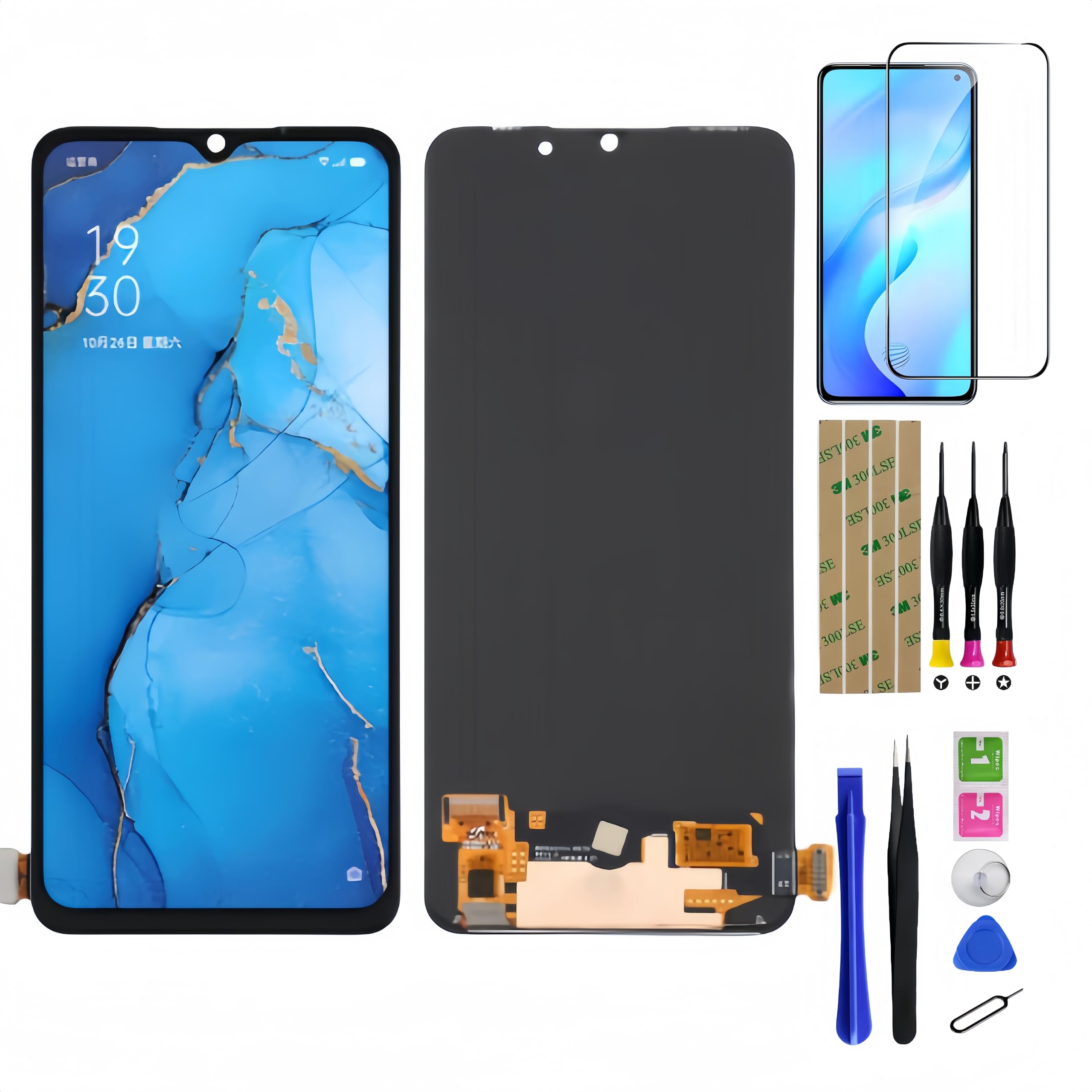Display for Oppo Reno3/ A91/ F15/ F17/ K7/Find X2lite LCD Display Replacement OLED Touchscreen Digitizer Screen Glass Assembly with Repair Tools(with
