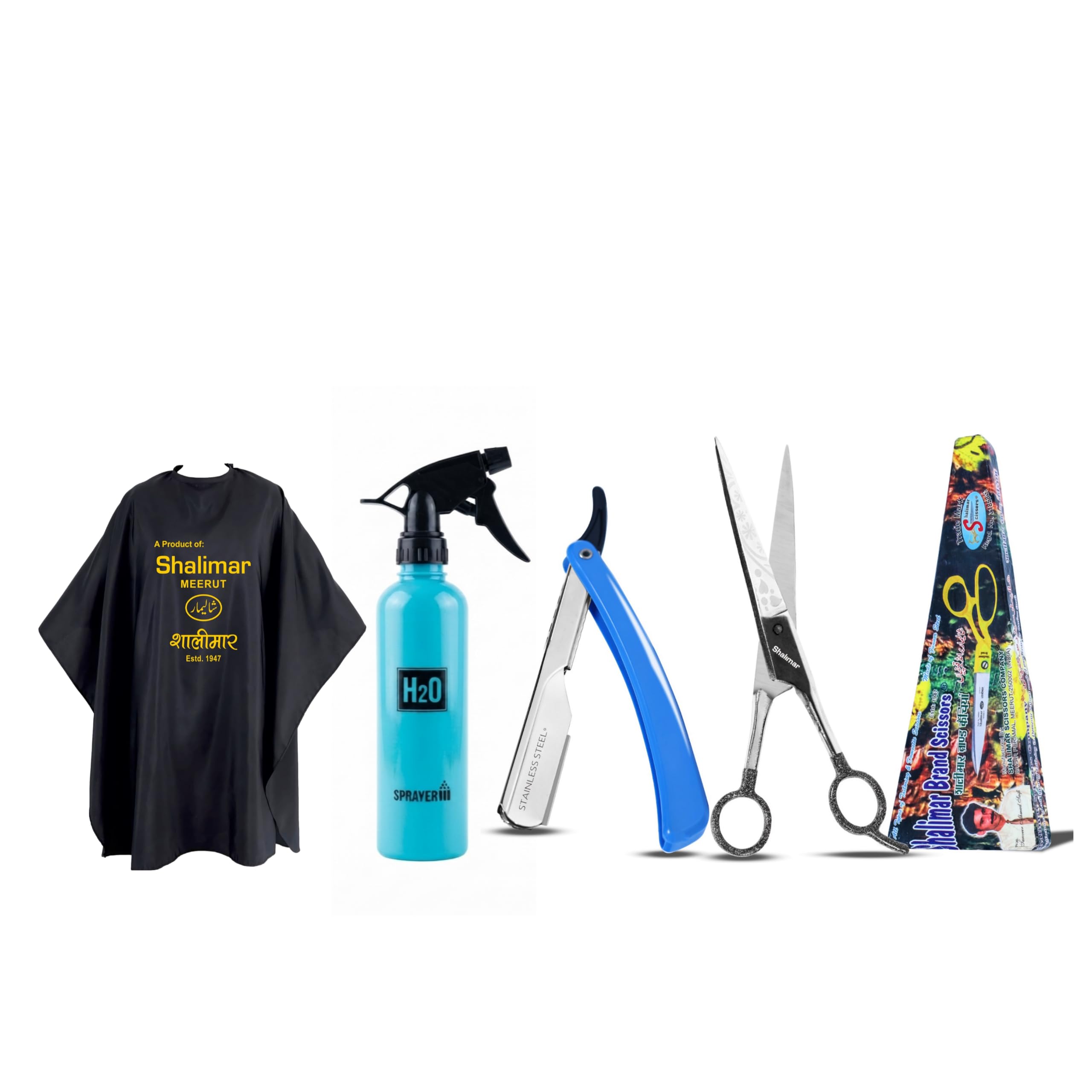 Shalimar Brand Professional Hair Cutting Barber Scissor Kit with Razor, Spray Bottle and Haircut Cloak Smooth Cutting Control with Sharp Steel Blades, Easy Home Trimming, Comfortable Grip 4pc set-image-11