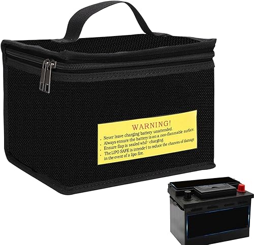 Miniatura 8 de Bolsa de almacenamiento de batería  Bolsa ignífuga para baterías domésticas  Organizador de gran capacidad con compartimentos para equipos