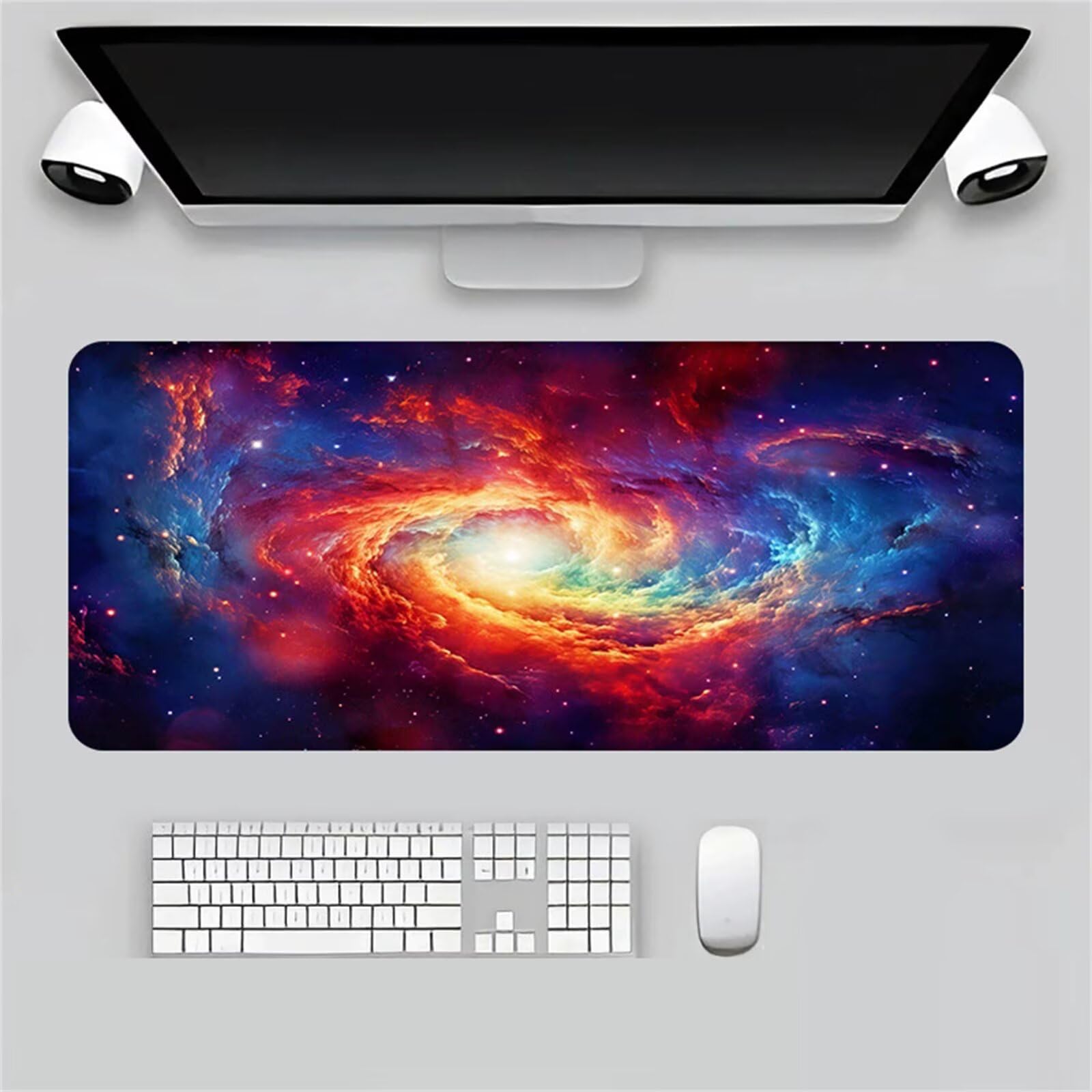 Tappetino Mouse XXL 800x400x3mm Vortice cosmico colorato tappetino per mouse Gaming,Base Antiscivolo,con Bordi Cuciti,Sottomano Grande Dimensione per Uffici e Scrivanie da Gioco