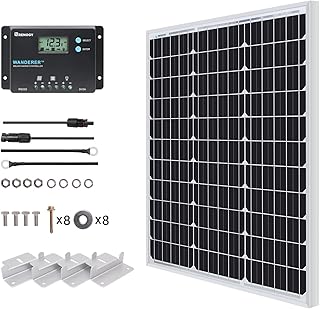 Renogy 50W Solar Panel Kit 12V rv Solar Kit, 50 watt Mono Solar Power kit with 10A 12/24V PWM LCD Charge Controller for RVs,Boats,Trailers,Sheds,Cabins and any Off Grid System