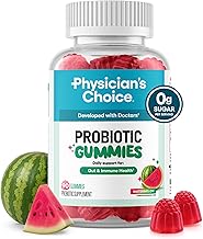 Physician's CHOICE Probiotic Gummies with Vitamin D & Prebiotic Fiber - Sugar Free - 1B CFUs of Clinically Studied Probiotic - Supports Immune & Gut Health for Women & Men - Watermelon Flavor - 90CT