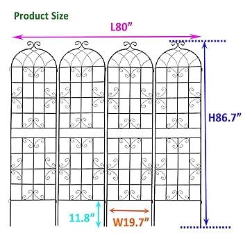Amazon.com : 4 Pack Metal Garden Trellis 86.7
