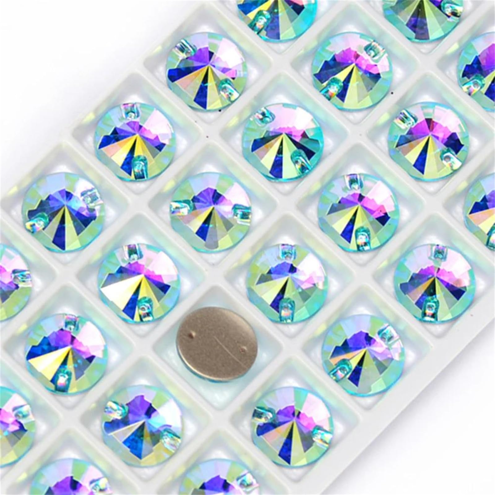 Strass ronds à coudre cristal AB en verre pour personnaliser vos robes d'été