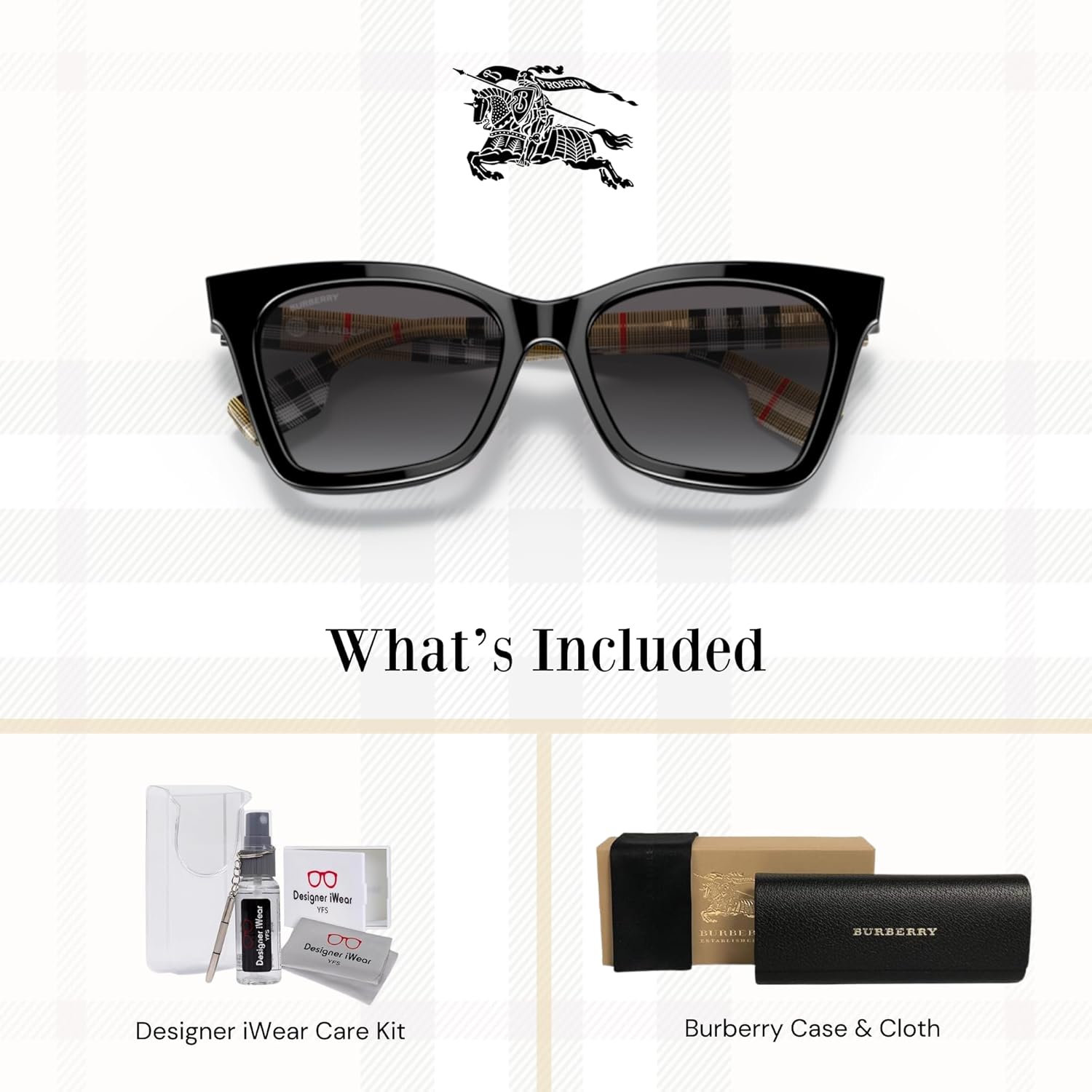 BURBERRY Elsa BE4346 Rectangular Sunglasses For Women + BUNDLE with ACCESSORY EYEWEAR KIT - Image 2