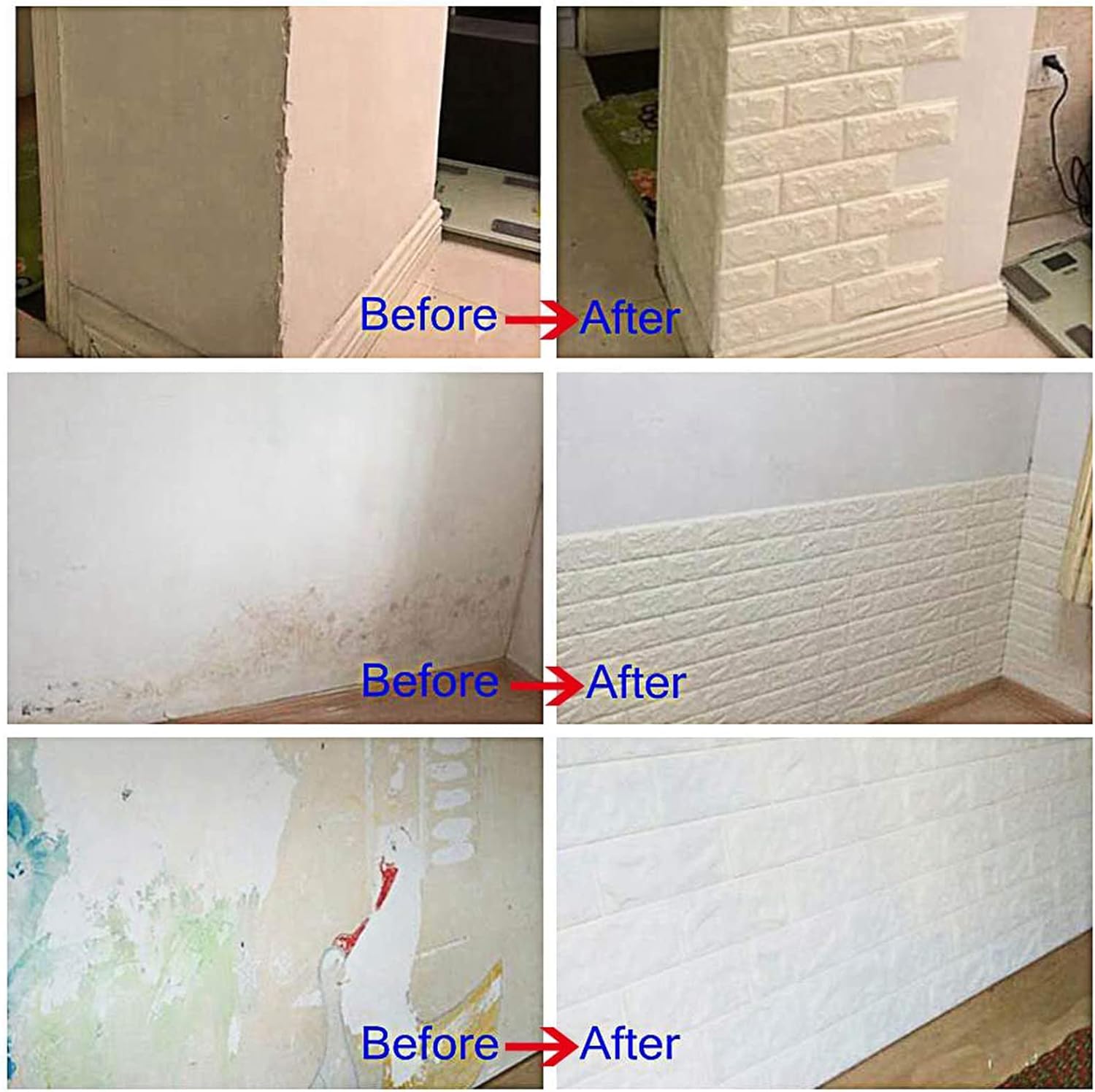 Arthome Brick 3D Wall Panels Peel and Stick Wallpaper,Self Adhesive Waterproof Foam Faux Brick for Living Room,Bedroom,Laundry,Kitchen,Fireplace,TV Wall Decoration (White 20 Pack,77.5 Sq feet)