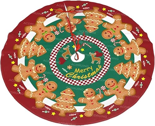 Falda de árbol de Navidad de hombre de jengibre, tapete para árbol de Navidad, adornos de árbol de Navidad, decoración de fiestas, interiores y