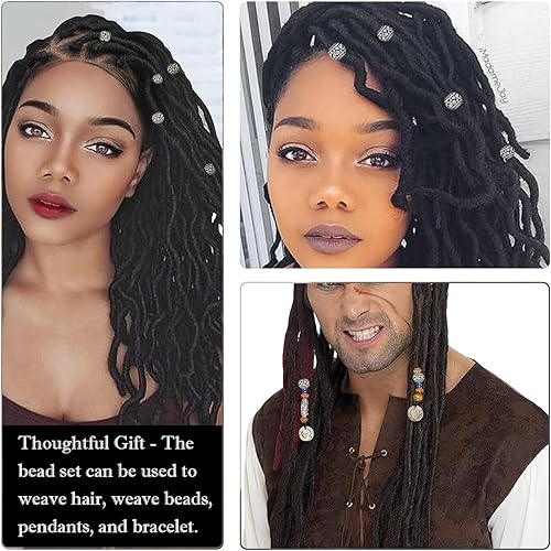 Miniatura 4 de 40 cuentas espaciadoras de tubo de metal, cuentas plateadas para hacer joyas, collares de cuentas de paracaídas de agujero grande, pulseras