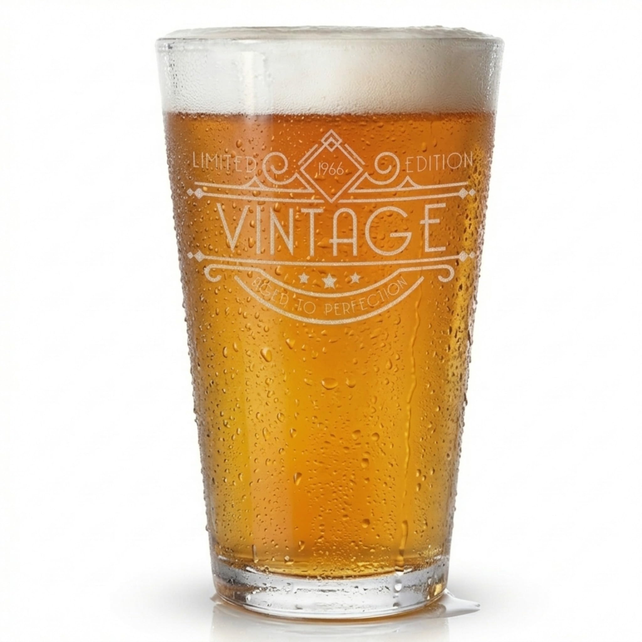 Spotted Dog Company Vintage 1966 Etched 16oz Pint Glass – Happy 60th Birthday Gifts for Men Women, Cheers to Turning 60 Year Old Man Decoration Decor, Anniversary Bday Party Favors Supplies, Gatsby