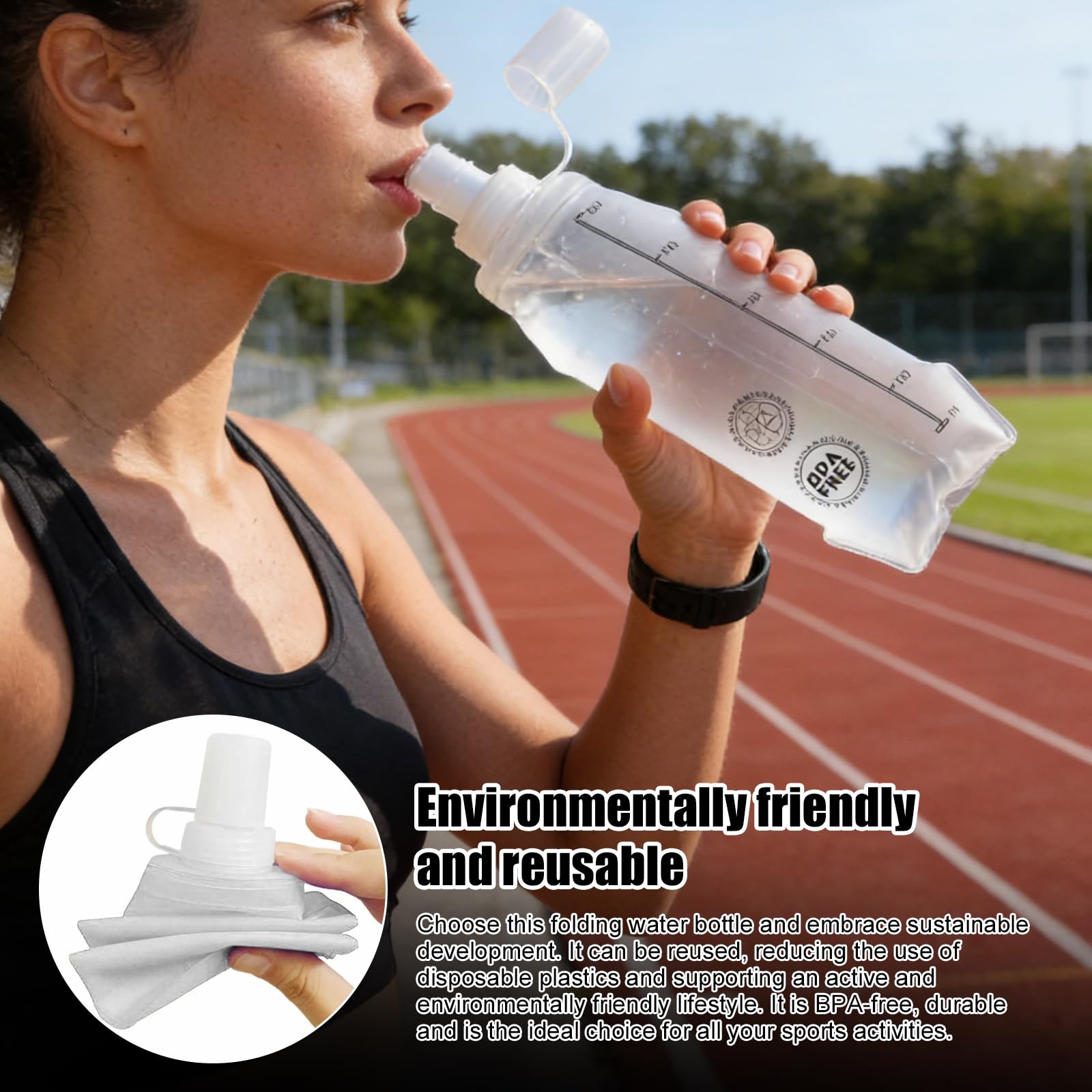 3 borracce pieghevoli, 500 ml, senza BPA, Soft Flask, pieghevoli, in TPU, per escursioni, campeggio, corsa, maratona