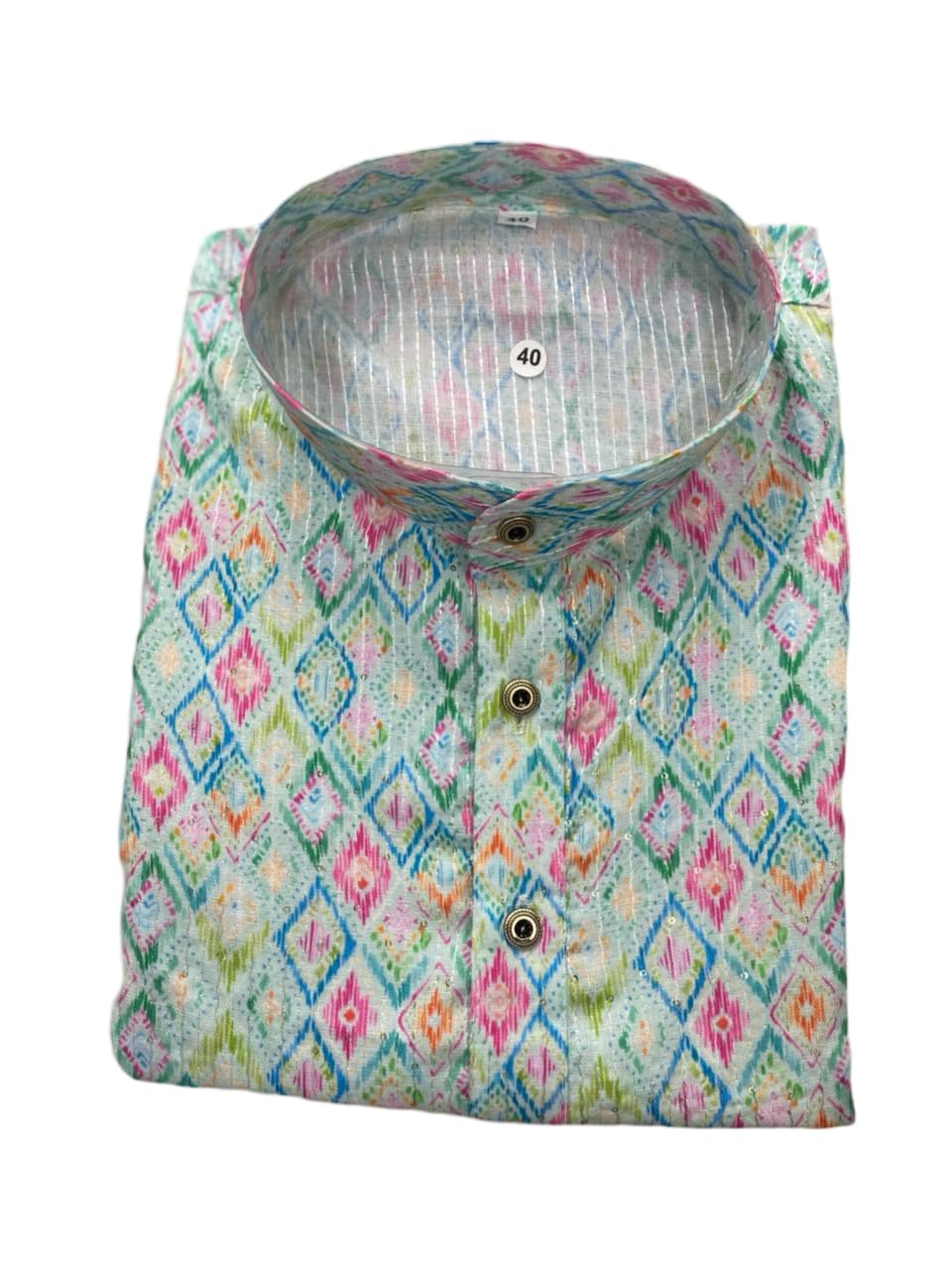 Bonkers Corner Men's Cotton Blend Printed Long Kurta Suitable for All Indian Wedding, Occasions, and Festivals in multi
