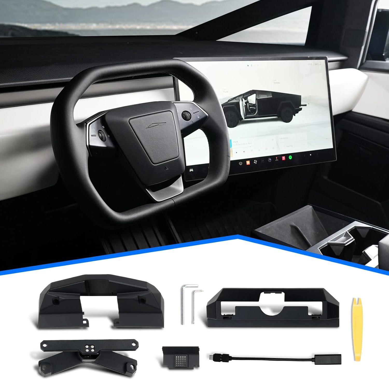 ELECFRESH Screen Swivel Mount Fit for Tesla Cybertruck, Screen Rotating Bracket (A)