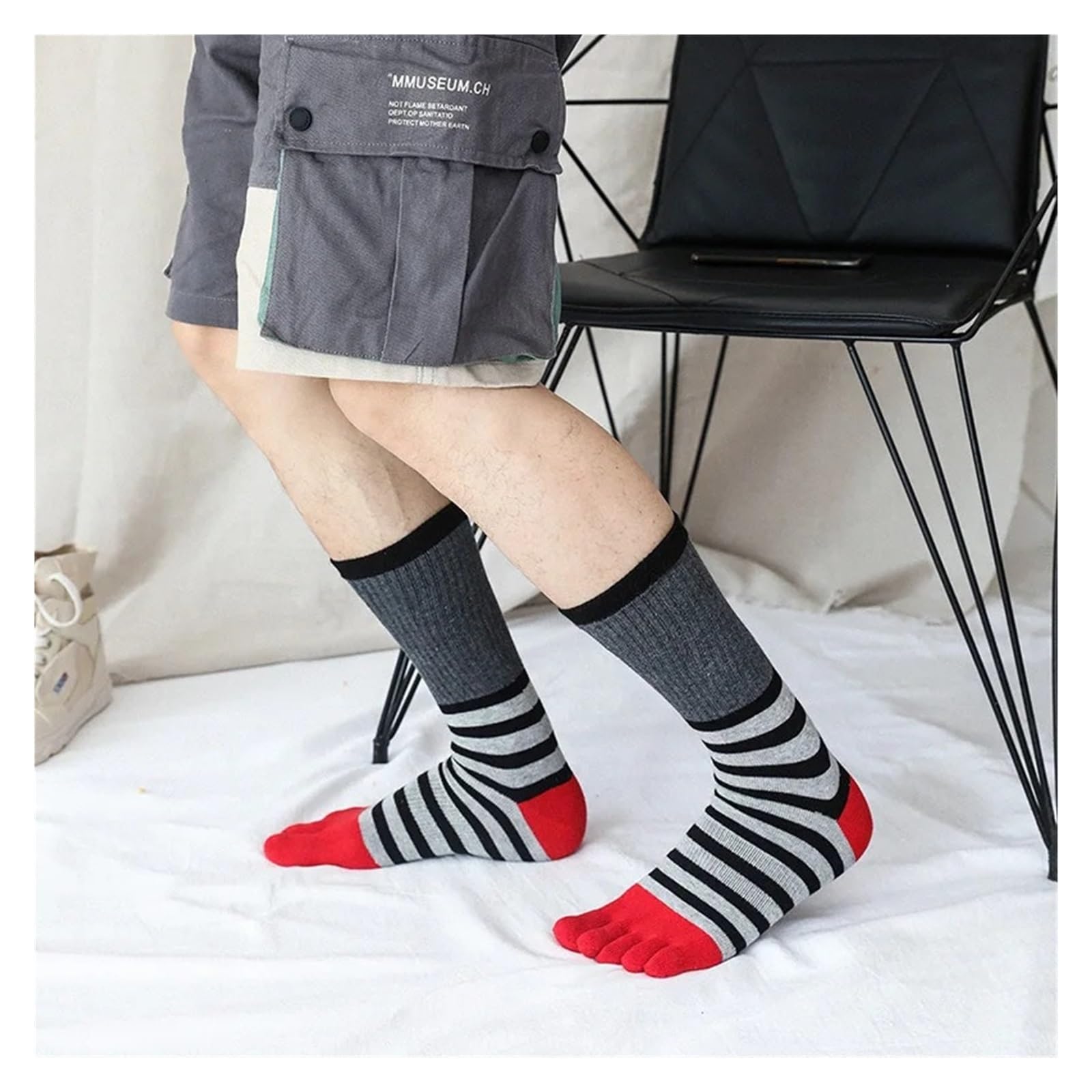 Fünf-Zehen-Socken aus Baumwolle for Herren | Mehrfarbig, Größe 4, EU 39–44, 5 Paar: Business, Party, Sport, Laufen, Wandern, Büro