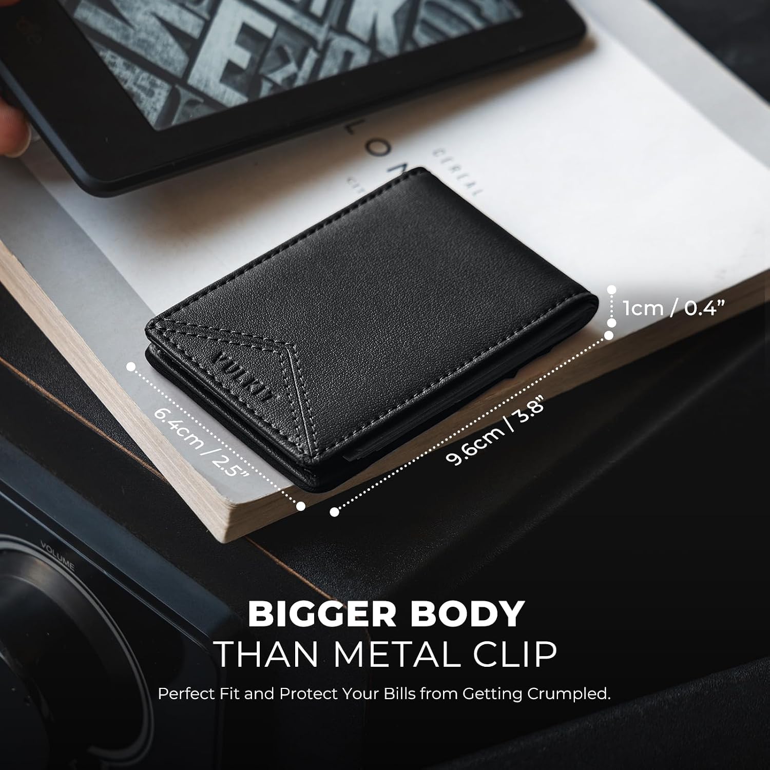 VULKIT Slim Money Clip Wallets - Thin FRID Credit Card Holder Minimalist Front Pocket Wallet for Men, Leather with Magnetic Money Clip, Holds Cash & Cards image 3
