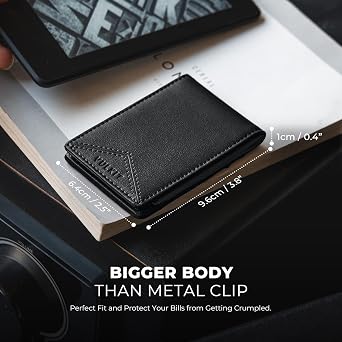 VULKIT Slim Money Clip Wallets - Thin FRID Credit Card Holder Minimalist Front Pocket Wallet for Men, Leather with Magnetic Money Clip, Holds Cash & Cards