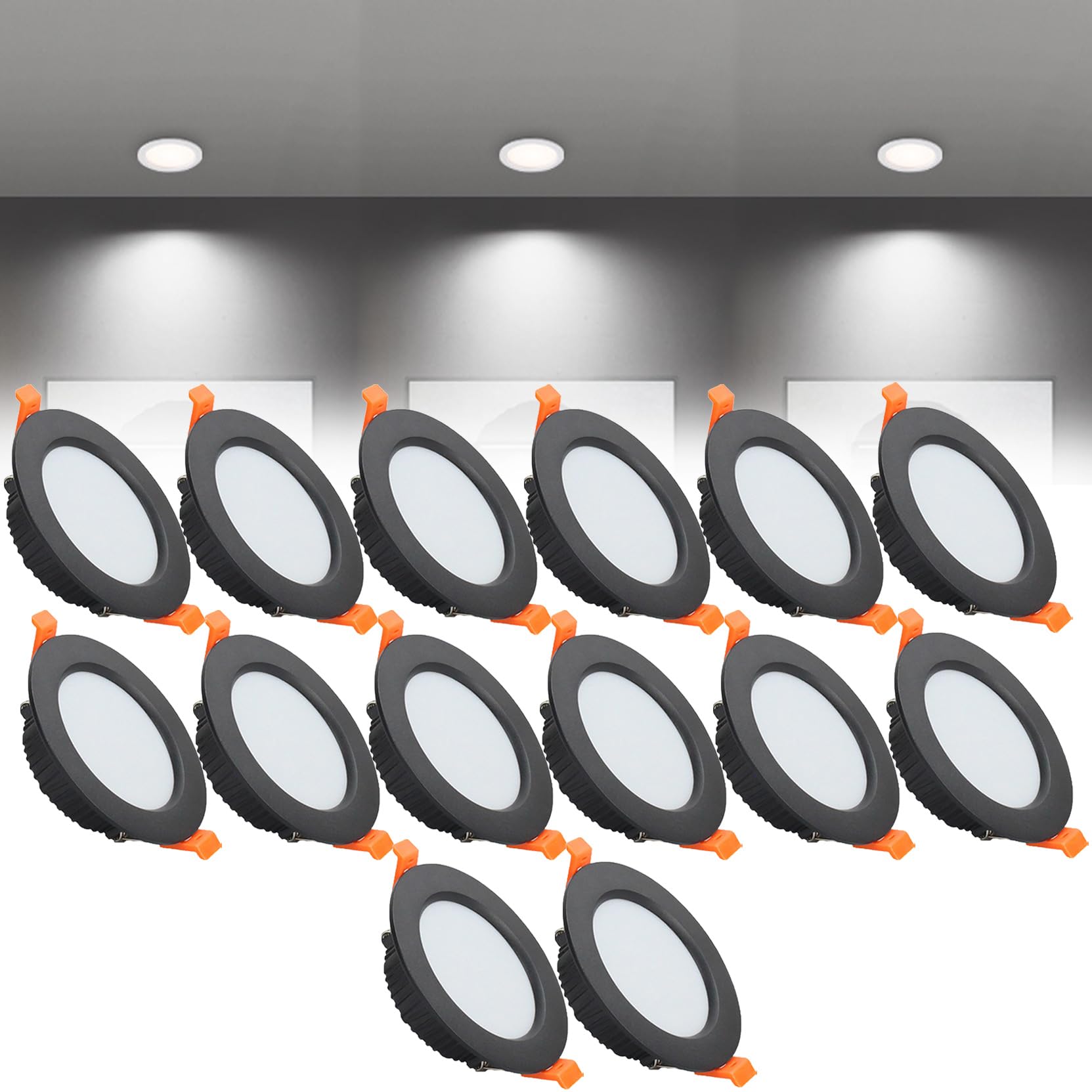 Syibelters 9W LED Recessed Ceiling Lights 118mm Cold White 6000K 9W 240LM, Cut Φ90-100mm, AC110-240V Ultra Slim Downlights, LED Panel Light for Living Room Hallway, 14 Pack