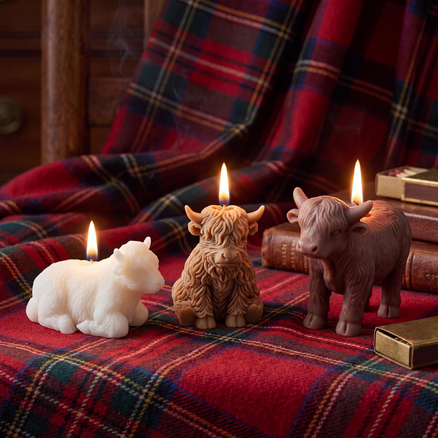 Nuanchu 3 Pcs Highland Cow Candles, Farmhouse Home Decoration