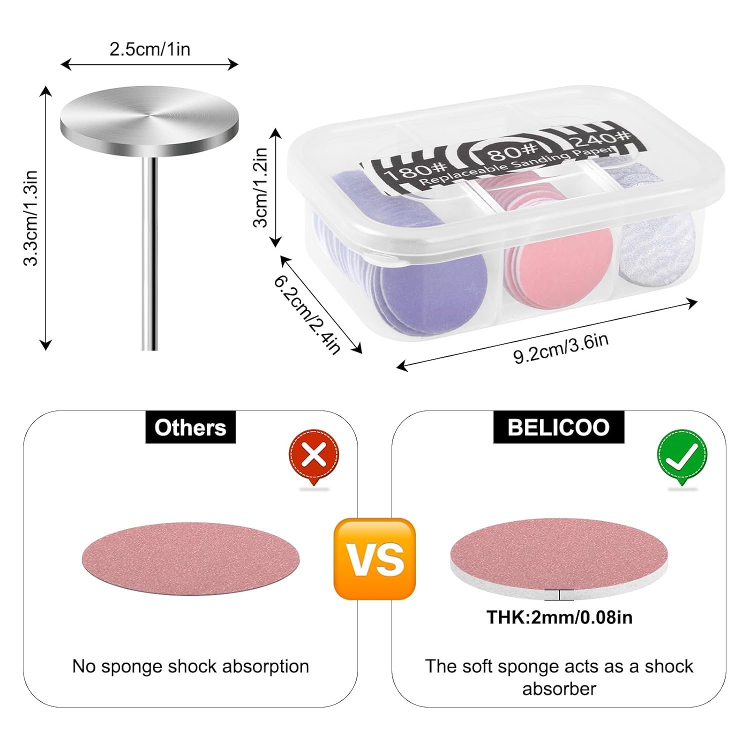 120 Pcs Sanding Paper Disc w/ 2 Metal Bit, 80/120/180/240 Grit Round Pedicure Replacement Sanding Discs for Electric Nail File Bits, Foot File Sandpaper Discs for Dead Skin Foot Callus Remover