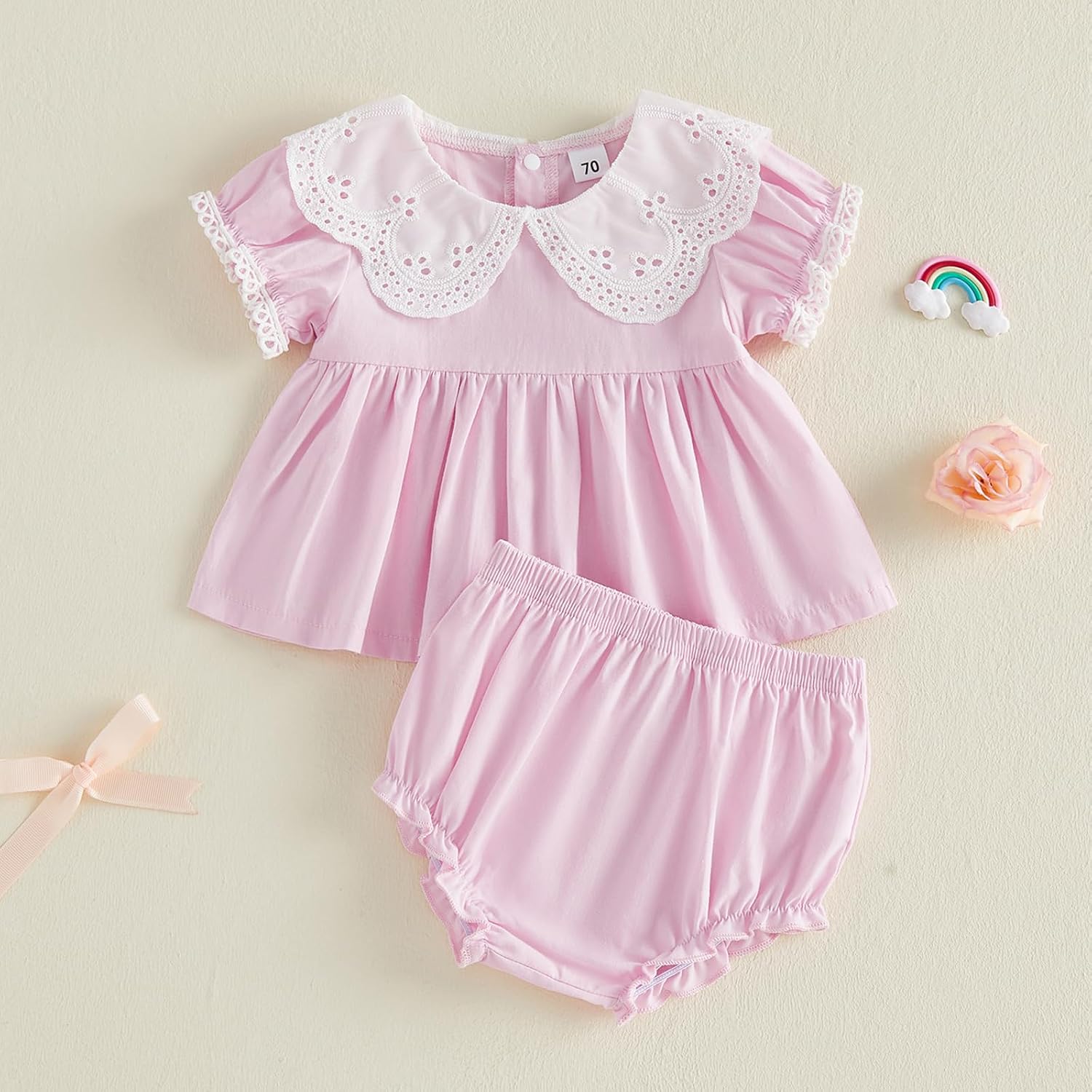 Infant Baby Girls Summer Outfits 3 6 12 18 24 Months Girl Shorts Set Short Sleeve Spring Fall Smocked Clothes