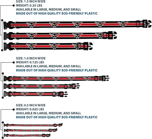 Miniatura 3 de Collar de perro Clip de plástico Corbeta C5 Logo Stripe Negro Blanco Rojo Gris Repetir 11 a 17 pulgadas 1.0 pulgadas de ancho