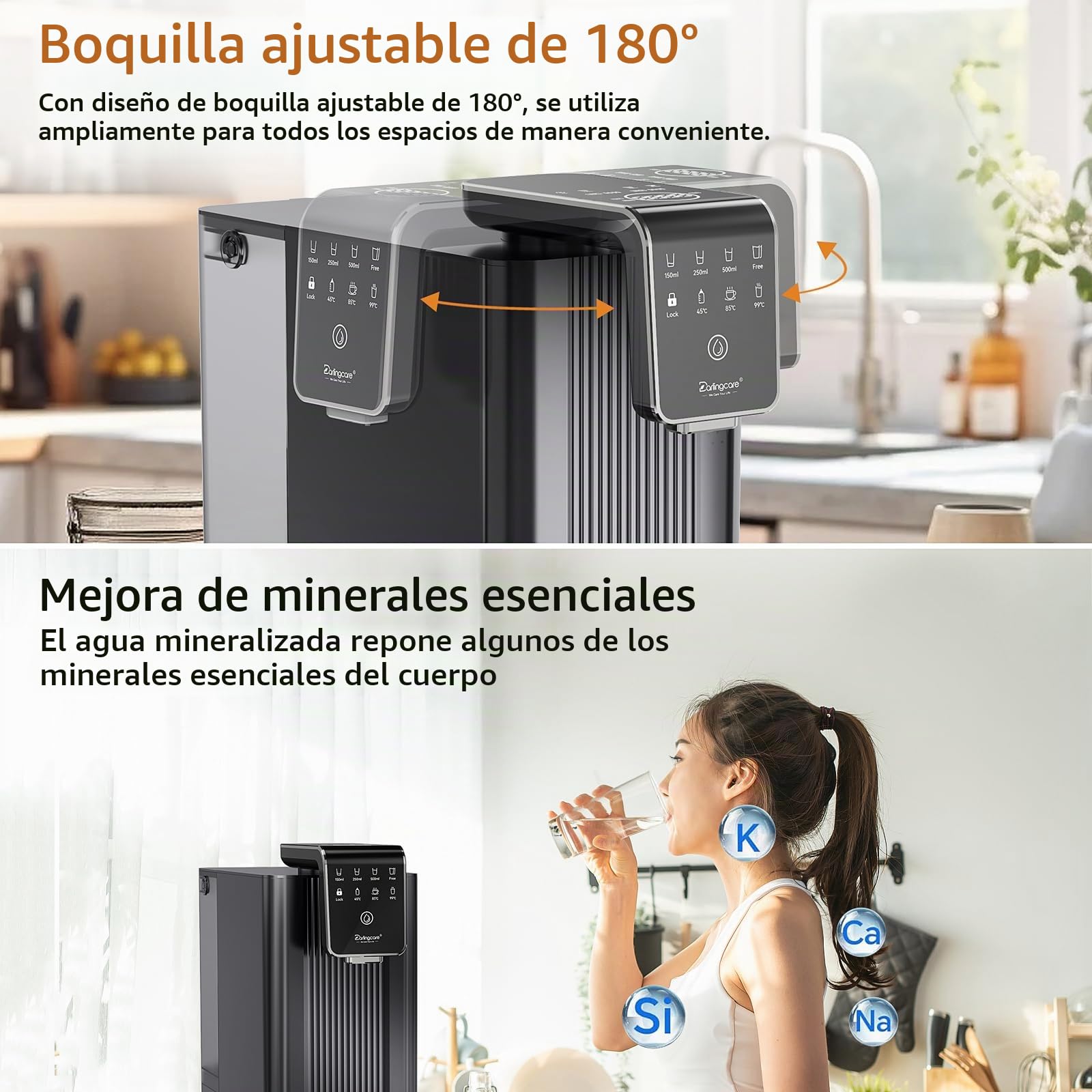 Osmosis Inversa Domestica dispensador de agua caliente Filtros Osmosis Inversa con 6 etapas de filtración monitor TDS en tiempo real 3:1 puro a desagüe para Cocina Oficina Hogar
