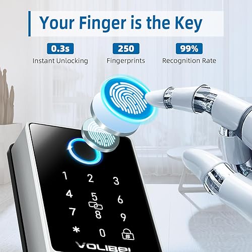 Miniatura 3 de Cerradura inteligente, cerradura de puerta de entrada sin llave 7 en 1 con huella digital, control remoto y de voz, bloqueo automático, cerradura