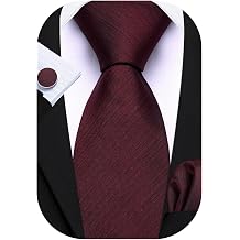 Barry.Wang Solid Tie Sets for Men Necktie Pocket Square Cufflinks Business