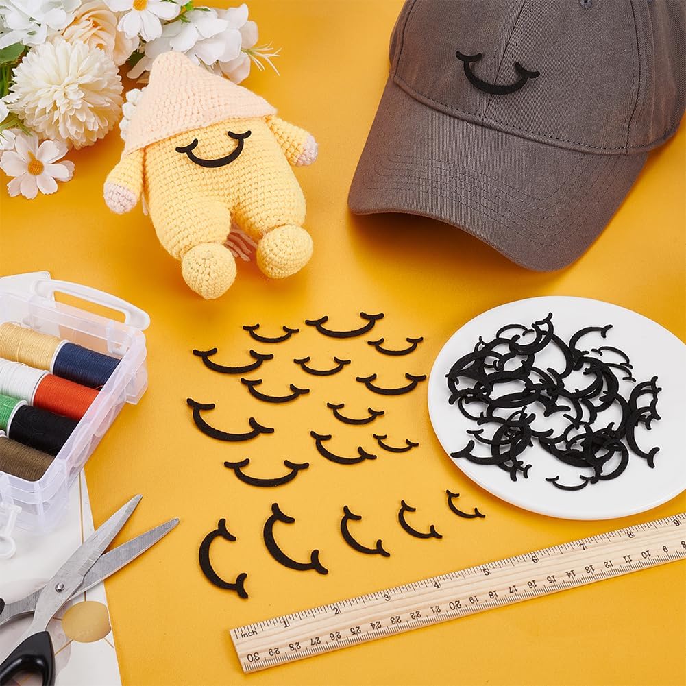 FINGERINSPIRE 300 PCS Felt Mouth for Dolls 5 Sizes Black Felt Mouth Felt Craft Doll Mouths Safety Felt Mouth for Crafts Puppet Teddy Bear Crochet Plush Animals DIY Making Accessories