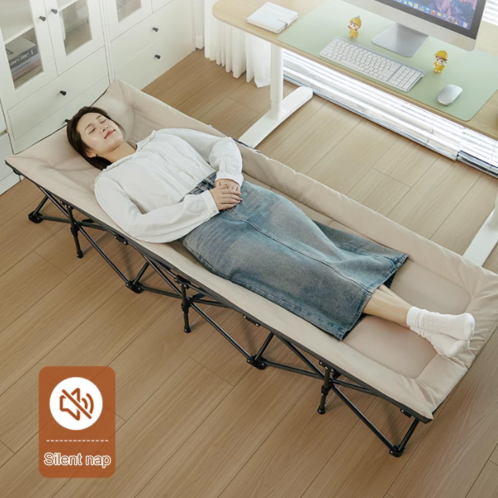 Brandina da Campeggio con Materasso, Lettino da Campeggio con Tasche Laterali, Supporto Robusto Fino a 400 Libbre, Nessuna Installazione, Letto Pieghevole Leggero e Confortevole
