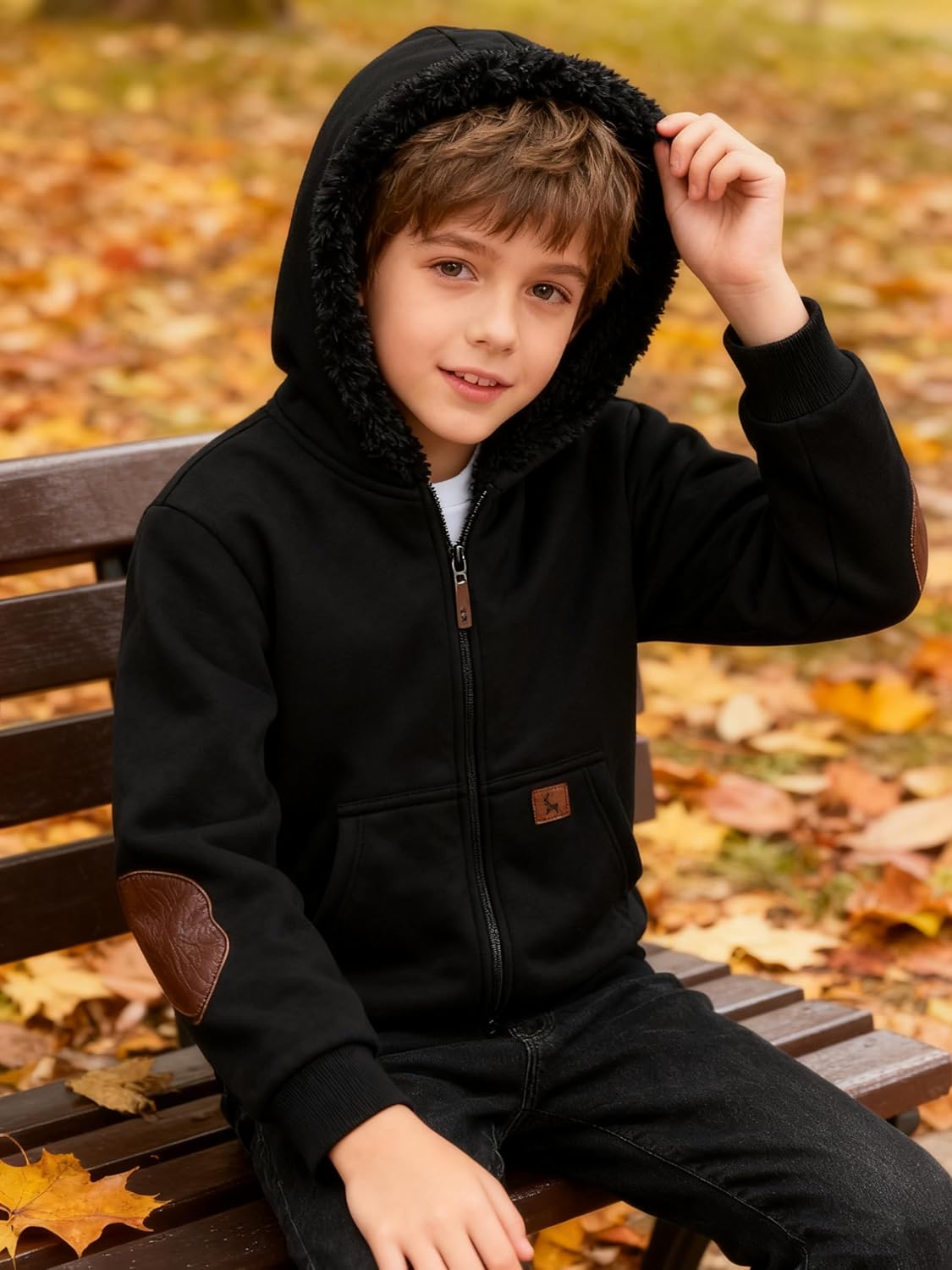 Boys Zip Up Hoodie Kid Fleece Jacket Youth Hooded Sweater Teen Sweatshrit Winter Coats for 6-15 Years - Image 2