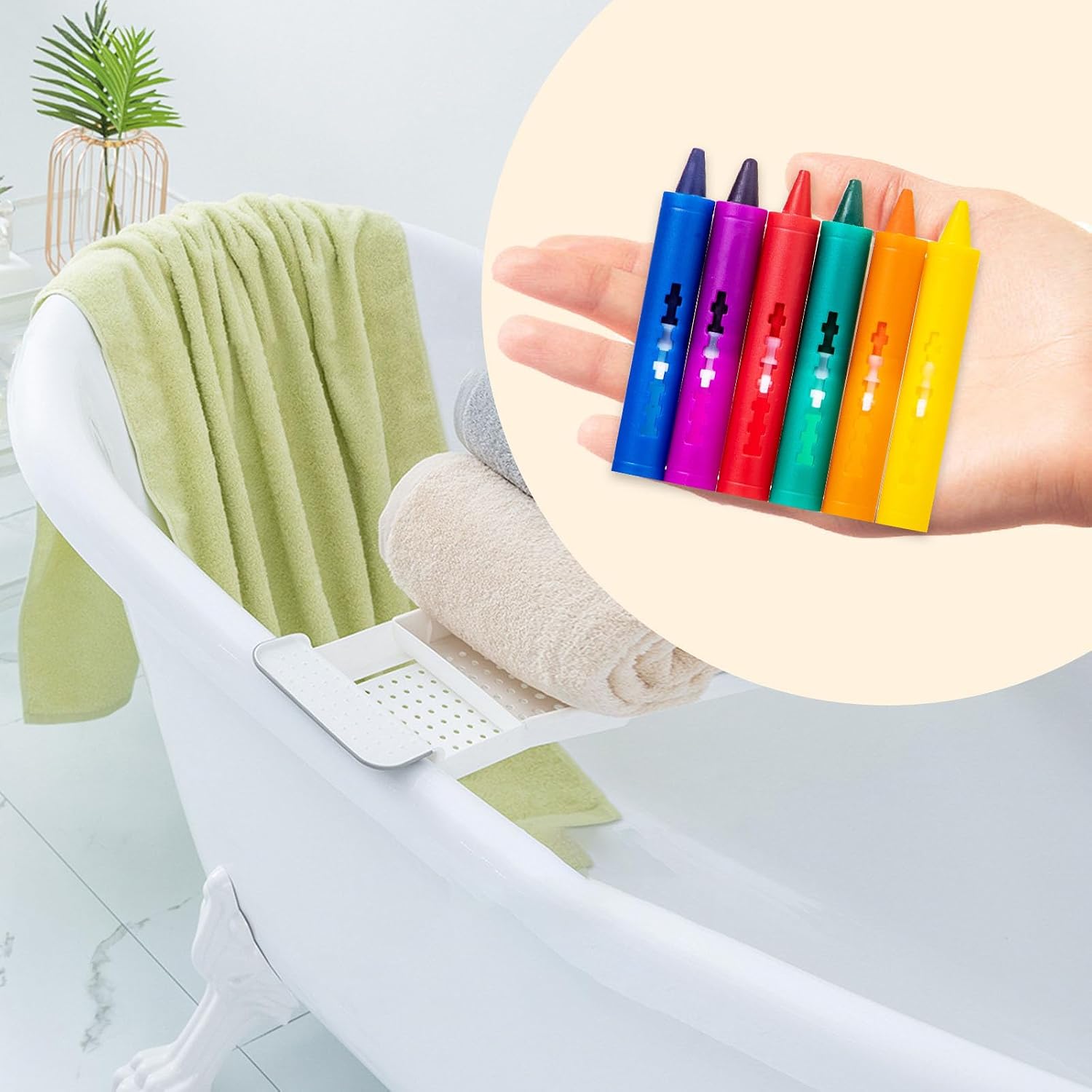 Washable Crayon for Toddler Comfortable Grip Colorful with Pen Holder for Toddler Art Drawing Coloring Water Soluble
