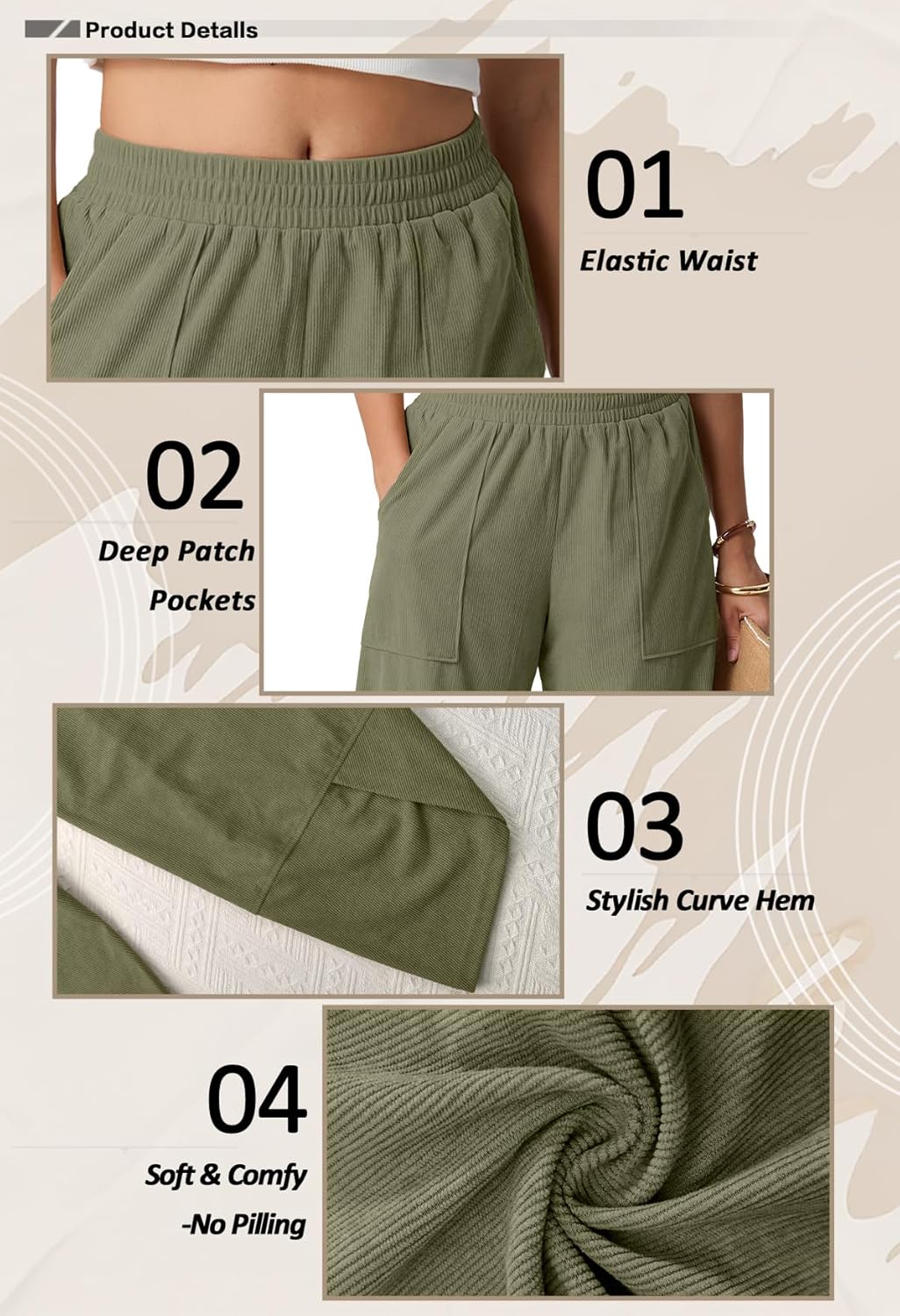 Womens Wide Leg Harem Pants Palazzo Boho Casual Loose Elastic Waist 2025 Travel Vacation Outfits with Pockets - Image 5