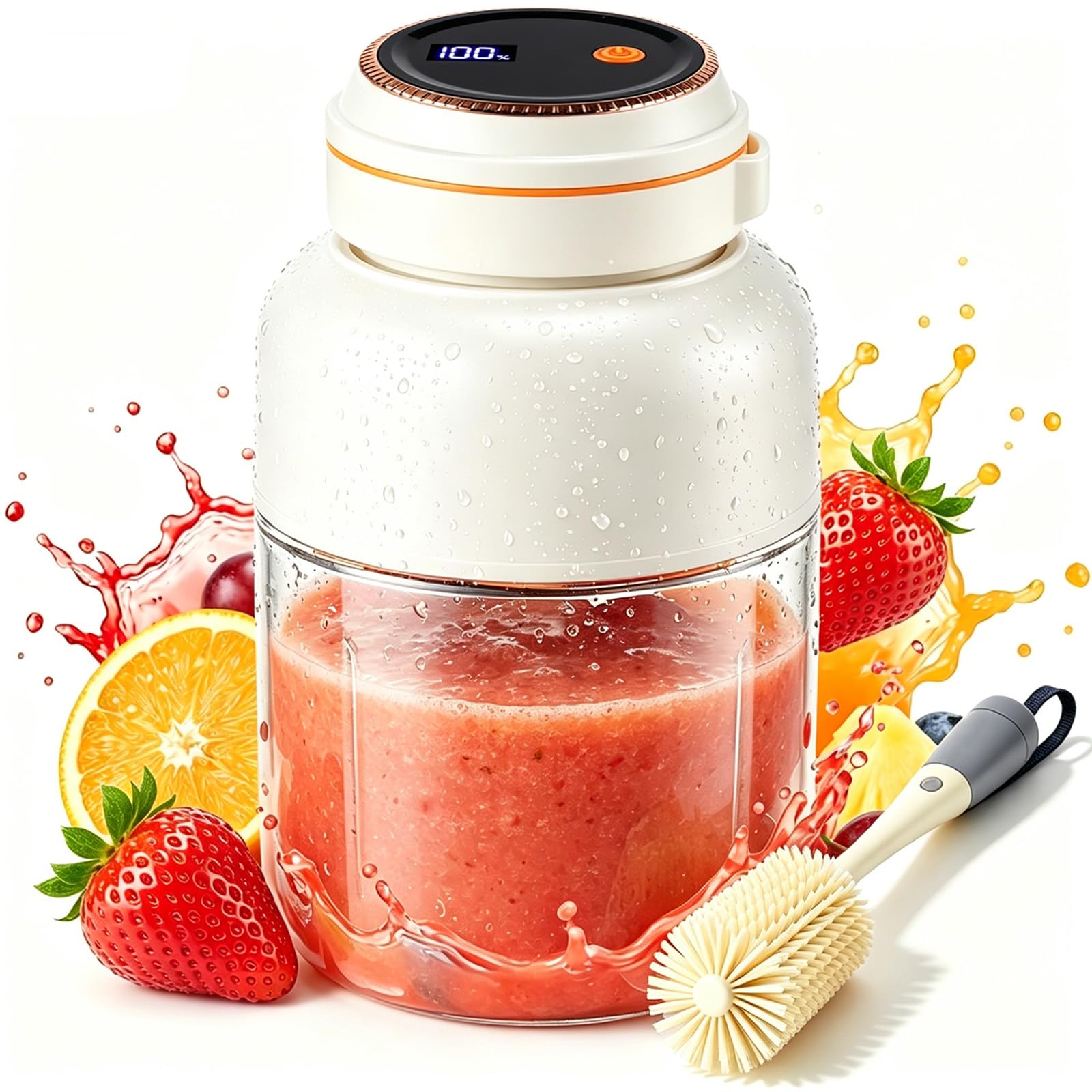 2026 Upgraded Portable Wireless Juicer Cup, 28/45 Oz Cordless Electric Juicer Blender with 38 Blades, Leakproof Rechargeable USB-C Personal Blender for Ice Crushing Shakes Smoothies (White-49 Oz)