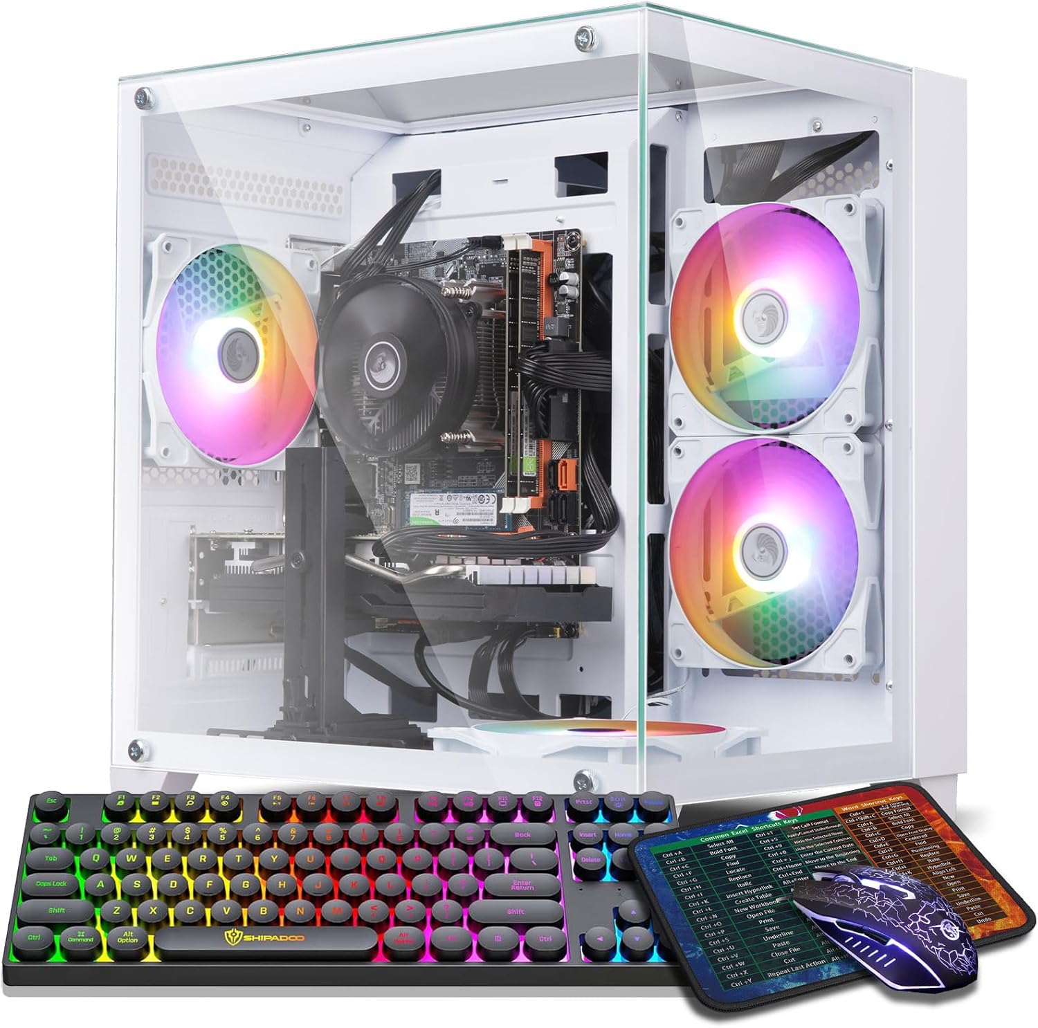 Prebuilt Gaming PC Desktop Computer,AMD Ryzen R5 5500 Desktop,Operating at A Frequency of 3.6-4.2 GHz,GTX1660Super Graphics Card with 6GB GDDR6 Video Memory,16GB RAM, 512GB SSD,WiFi 5.0,RGB Fan x4