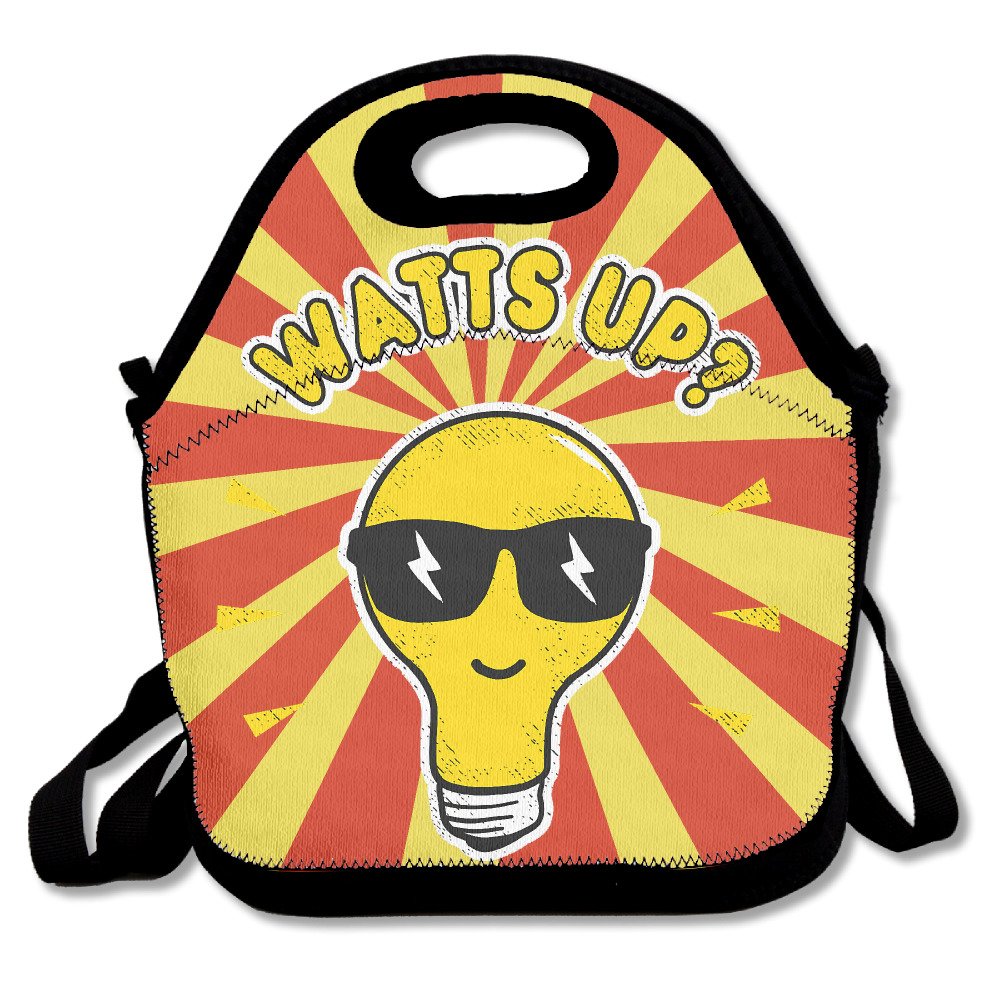Watts Up Lightbulb Lunch Tote Bag Bags Awesome Lunch Handbag Lunchbox Box For School Work Outdoor