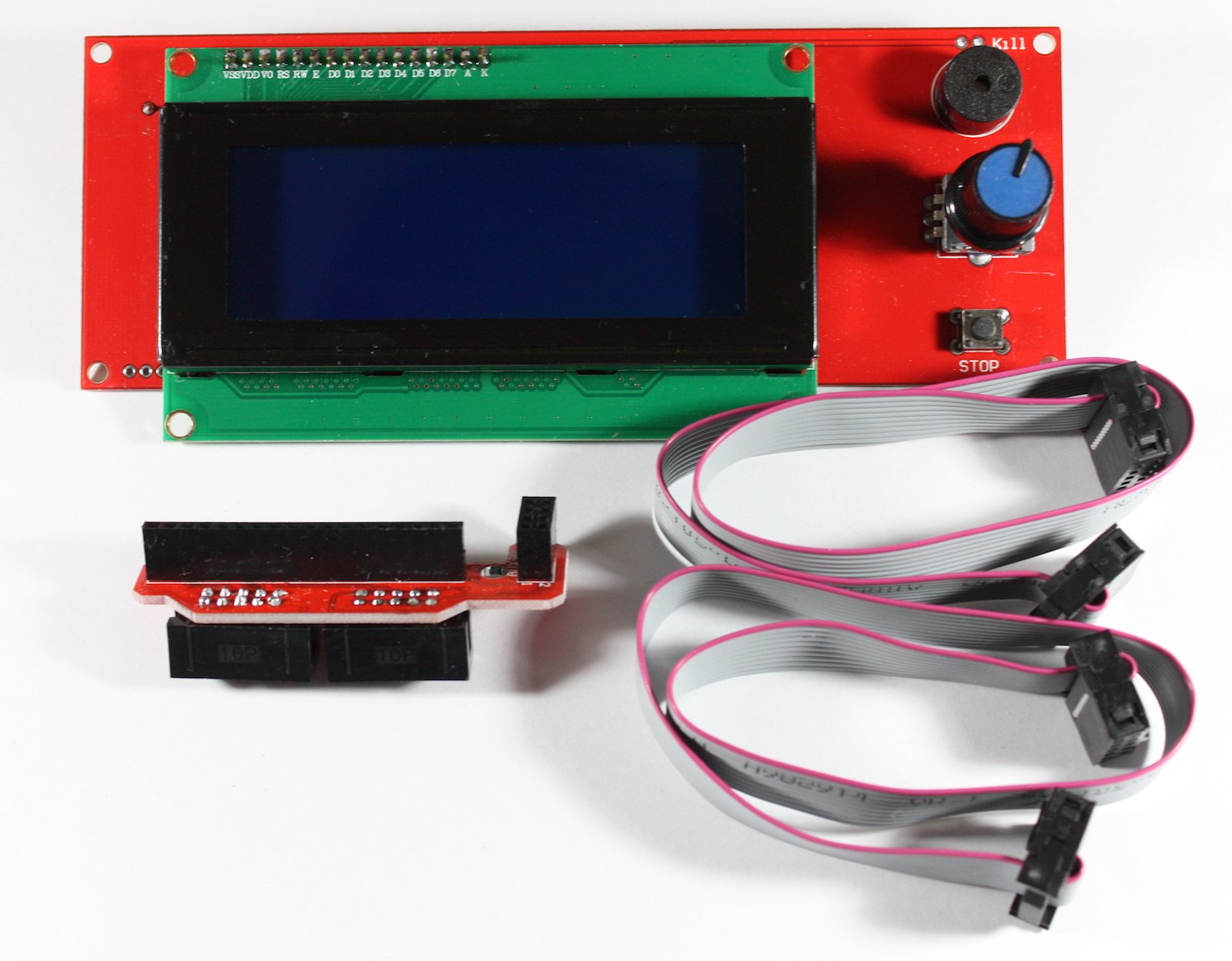 Kit d'affichage LCD 2004 avec contrôleur, câbles de connexion et adaptateur pour imprimante 3D RAMPS 1.4, Prusa Mendel