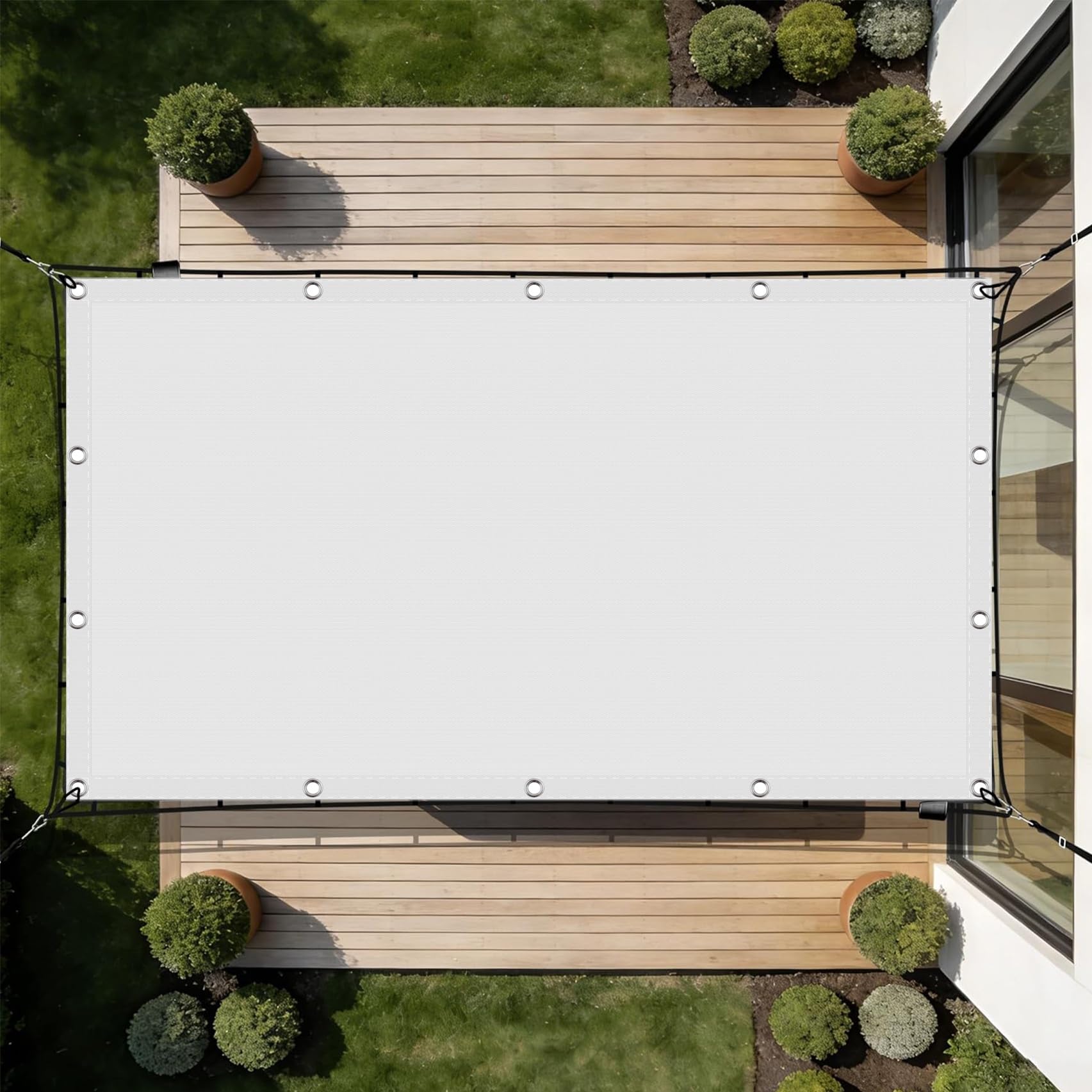 Voile d'ombrage 240x340 bâche protection solaire extérieur imperméable blanche