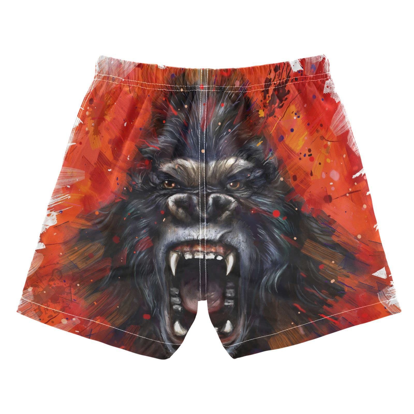 Boys Swim Trunks Quick Dry Beach Board Shorts King Kong Furious Toddler Swim Shorts Swimsuit 3-14T Little Kids Swimwear White