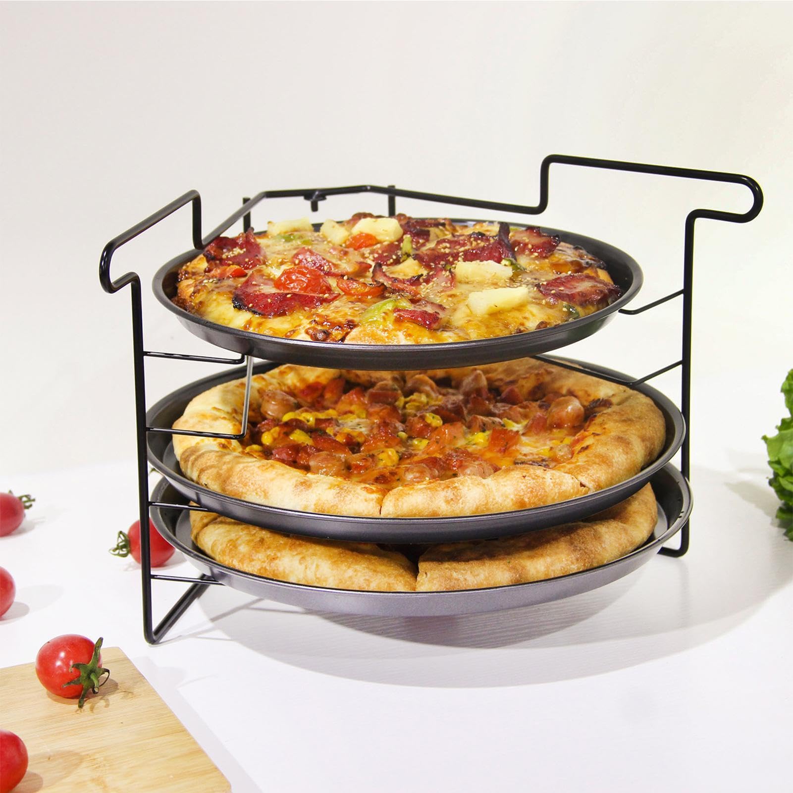 Zestaw Blachy Na Pizzę Z Rusztem Wytrzymały Nieprzywierający | Regał do pieczenia pizzy w piekarniku Dla Ciast Chleba Domowej Kuchni Restauracji Piekarzy Początkujących I