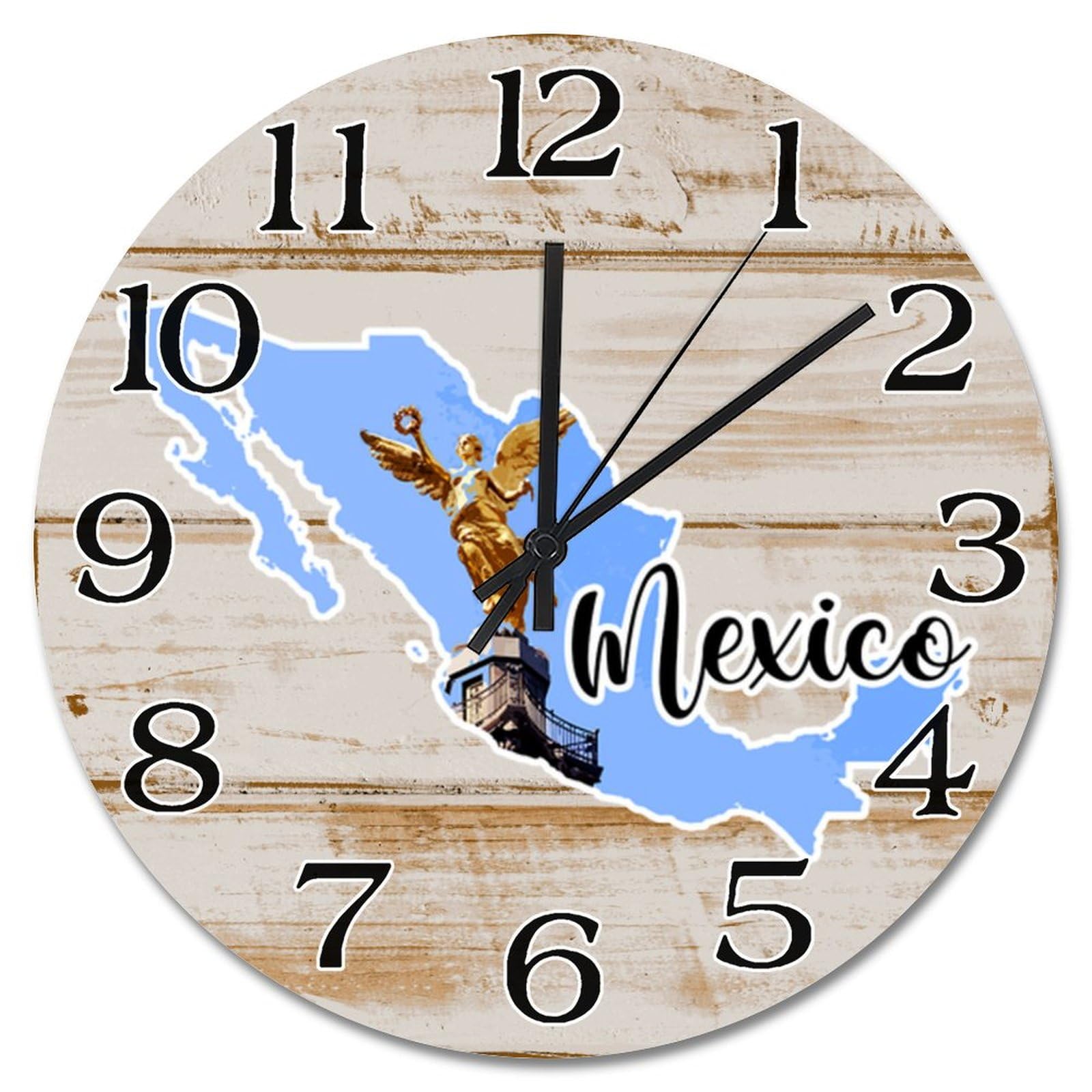 Horloge murale de voyage Mexique paysage rond muet 38cm