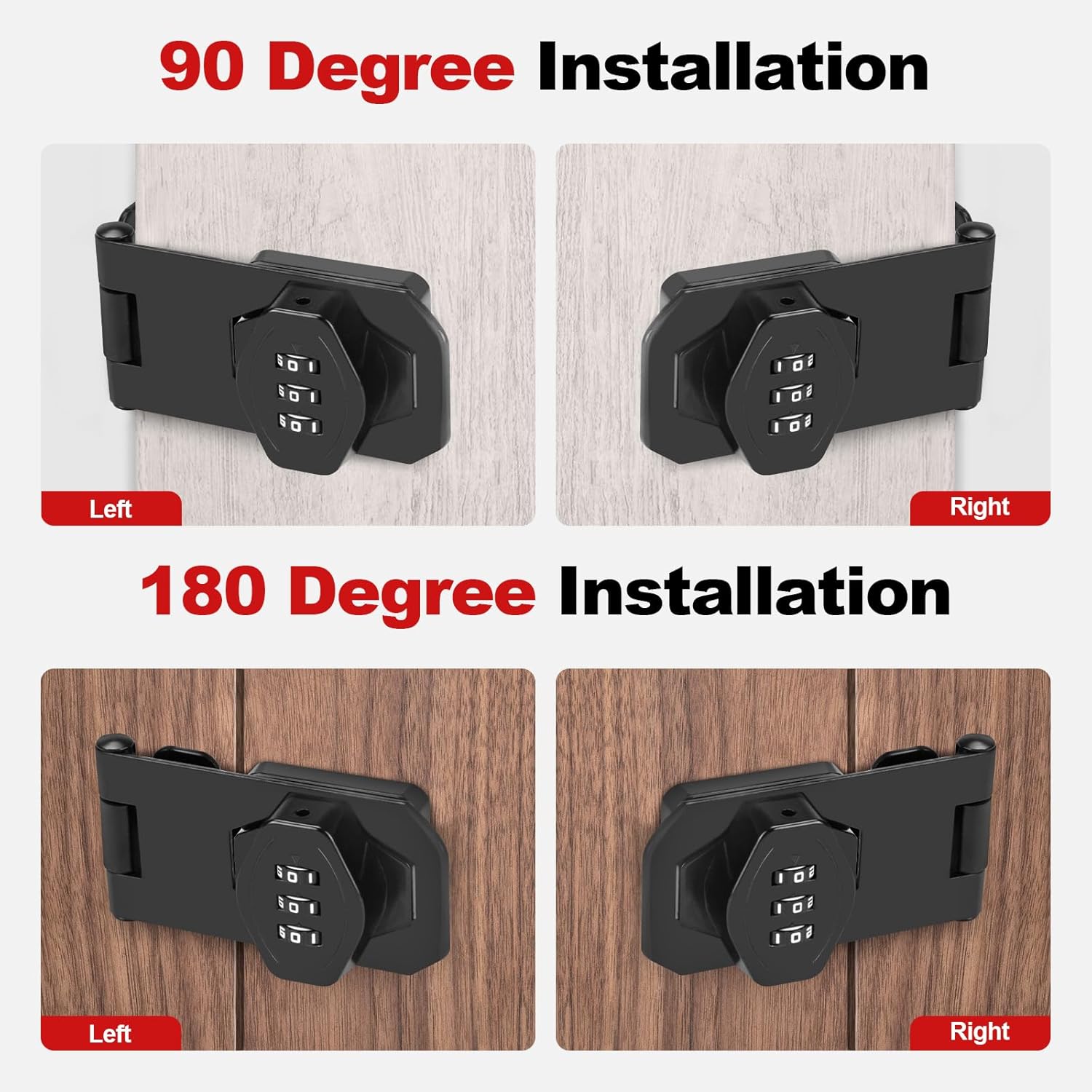 Mechanical Password Rotary Hasp Locks，3 Digit Keyless Cabinet Locks with Combination，Be Suitable for Bifold Door，Pantry，Barn Door，Owners Closet，Sliding Closet Doors， Bathroom, Outdoor
