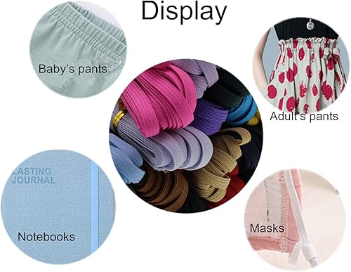 Miniatura 10 de Banda elástica de 38 pulgadas para costura de varios colores, bandas elásticas de 100 yardas para ropa, cintura elástica, cinta al bies, accesorios