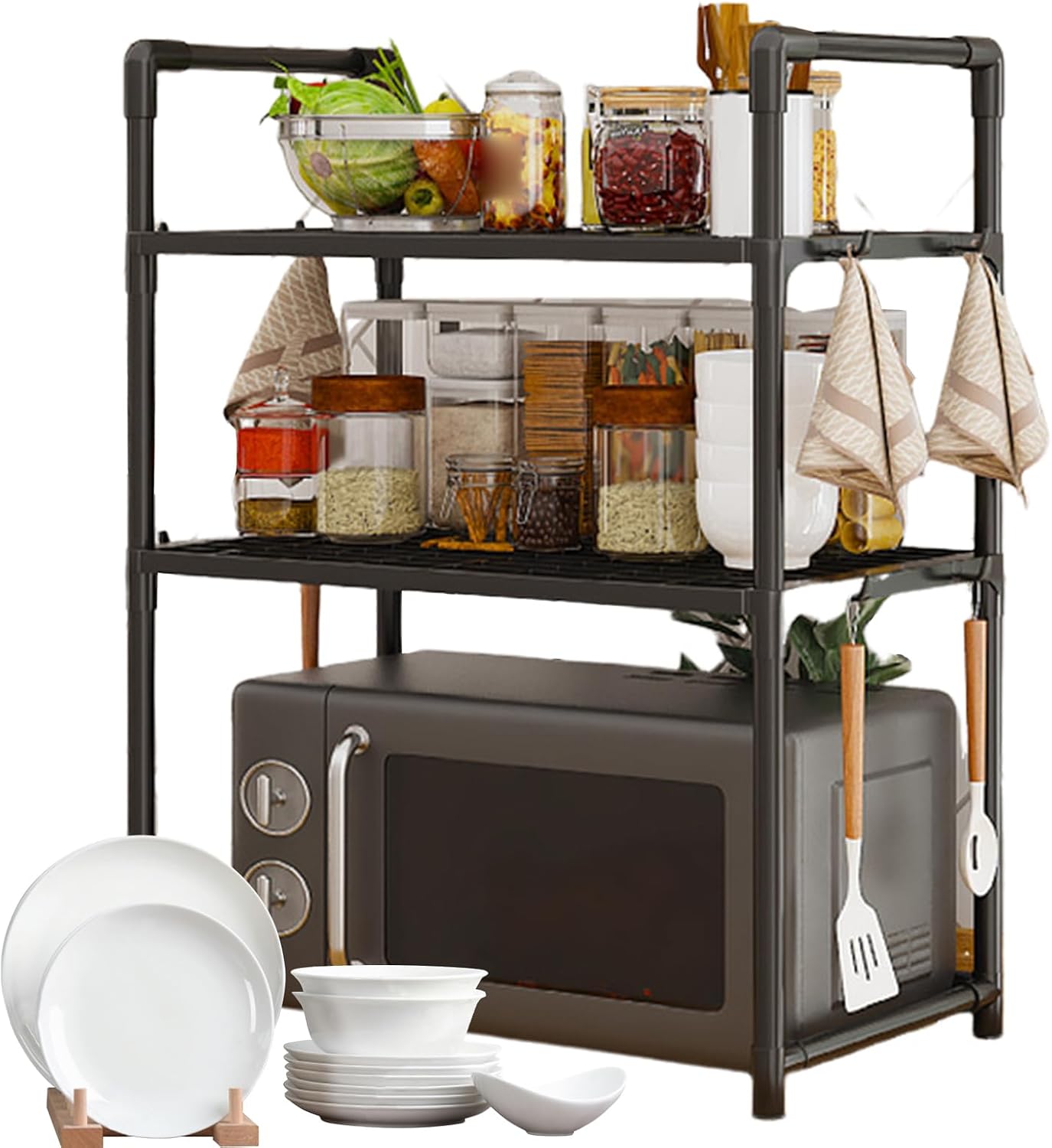 Microwave Rack Microwave Oven Holder with Hooks