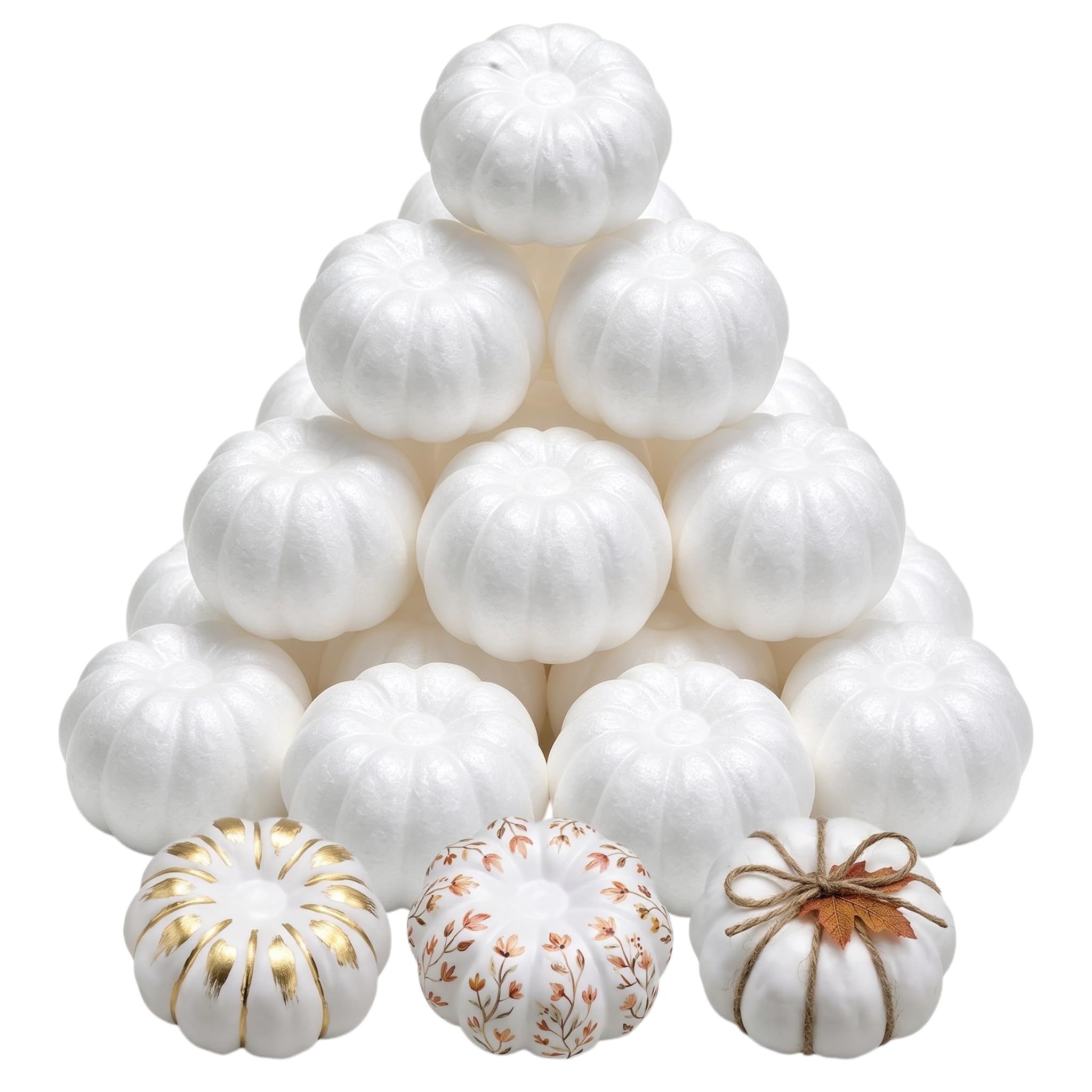 12Pcs Mini Foam Pumpkins 6cm Artificial White Harvest Lifelike Pumpkin