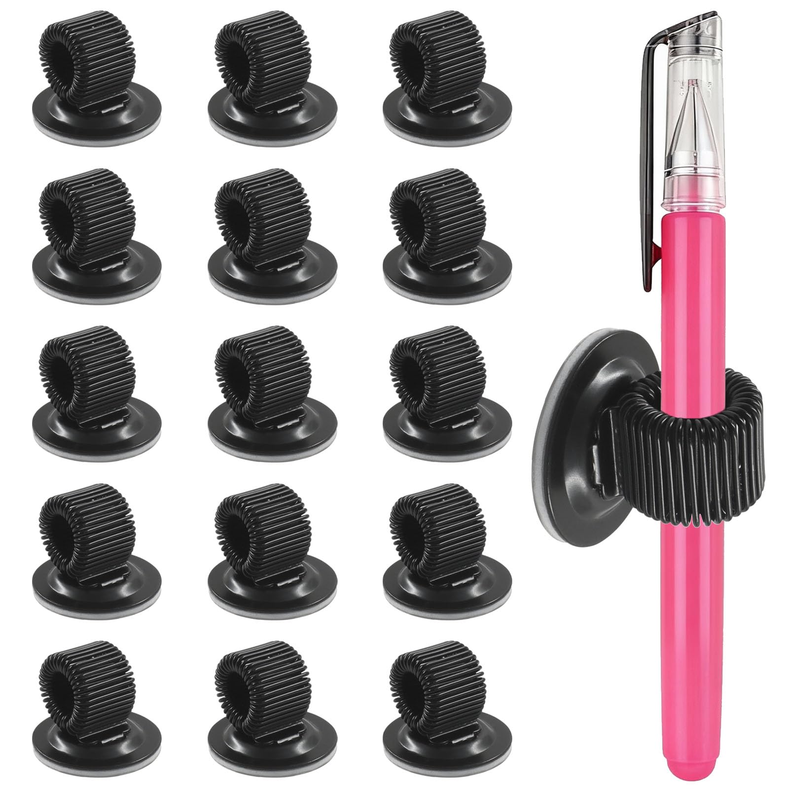 Porte-stylo argenté auto-adhésif métal boucle ressort réglable pour bloc-notes